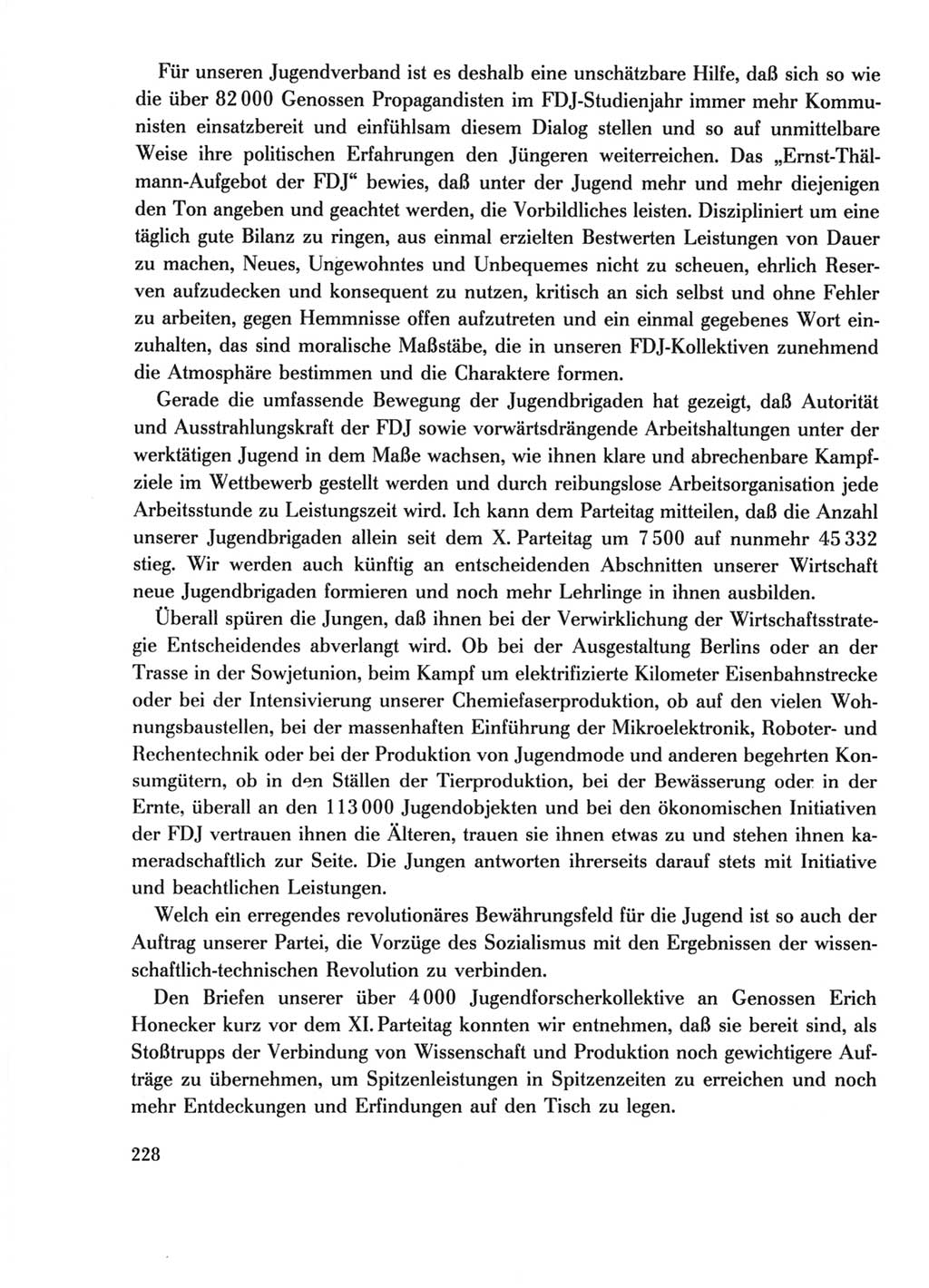 Protokoll der Verhandlungen des Ⅺ. Parteitages der Sozialistischen Einheitspartei Deutschlands (SED) [Deutsche Demokratische Republik (DDR)] 1986, Seite 228