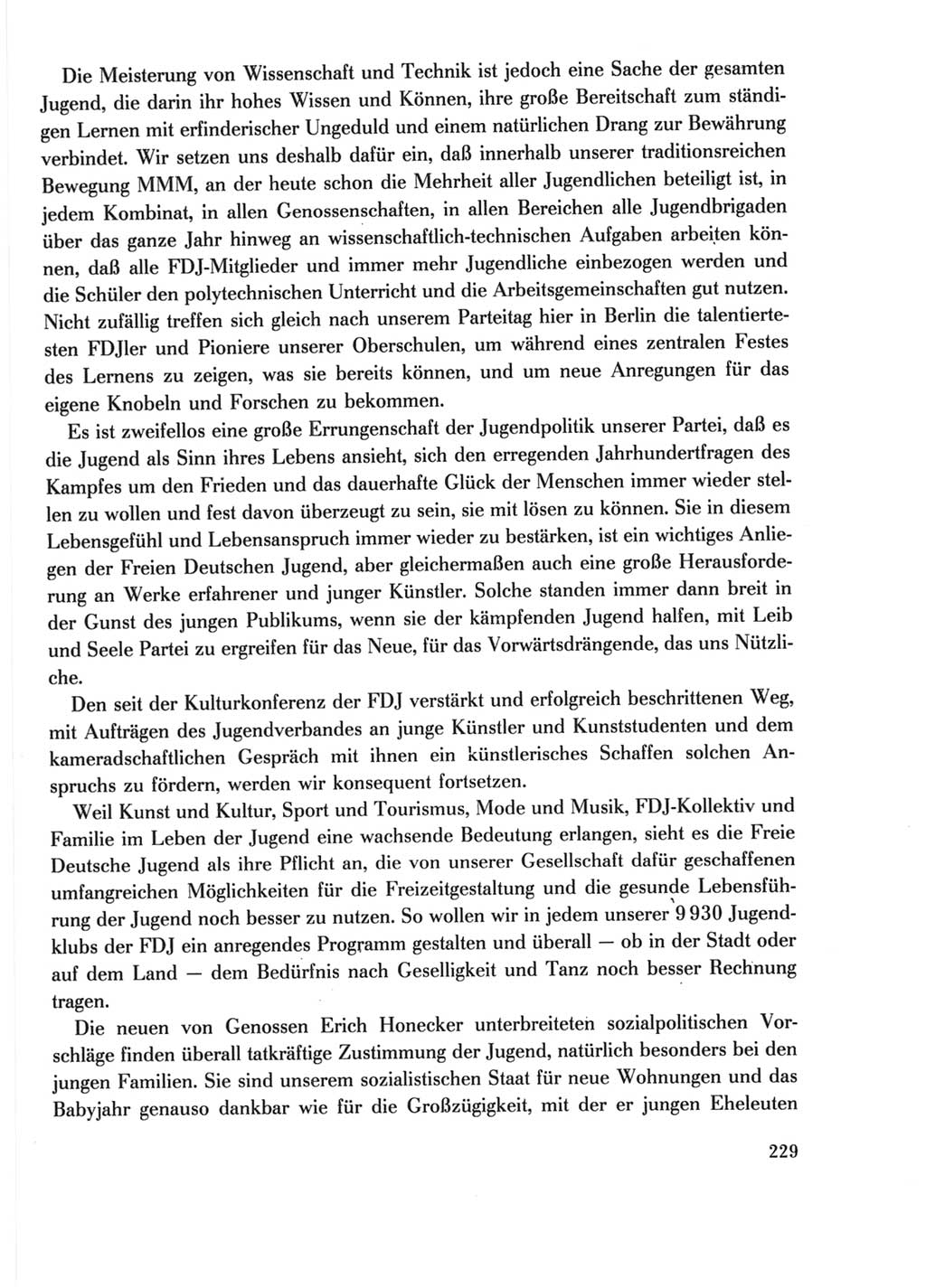 Protokoll der Verhandlungen des Ⅺ. Parteitages der Sozialistischen Einheitspartei Deutschlands (SED) [Deutsche Demokratische Republik (DDR)] 1986, Seite 229