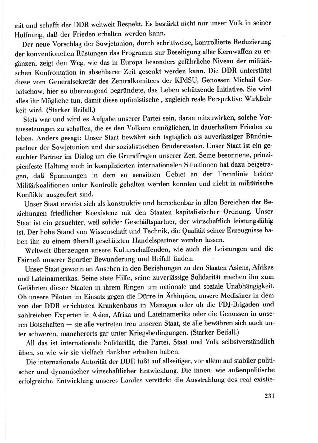 Protokoll der Verhandlungen des Ⅺ. Parteitages der Sozialistischen Einheitspartei Deutschlands (SED) [Deutsche Demokratische Republik (DDR)] 1986, Seite 231