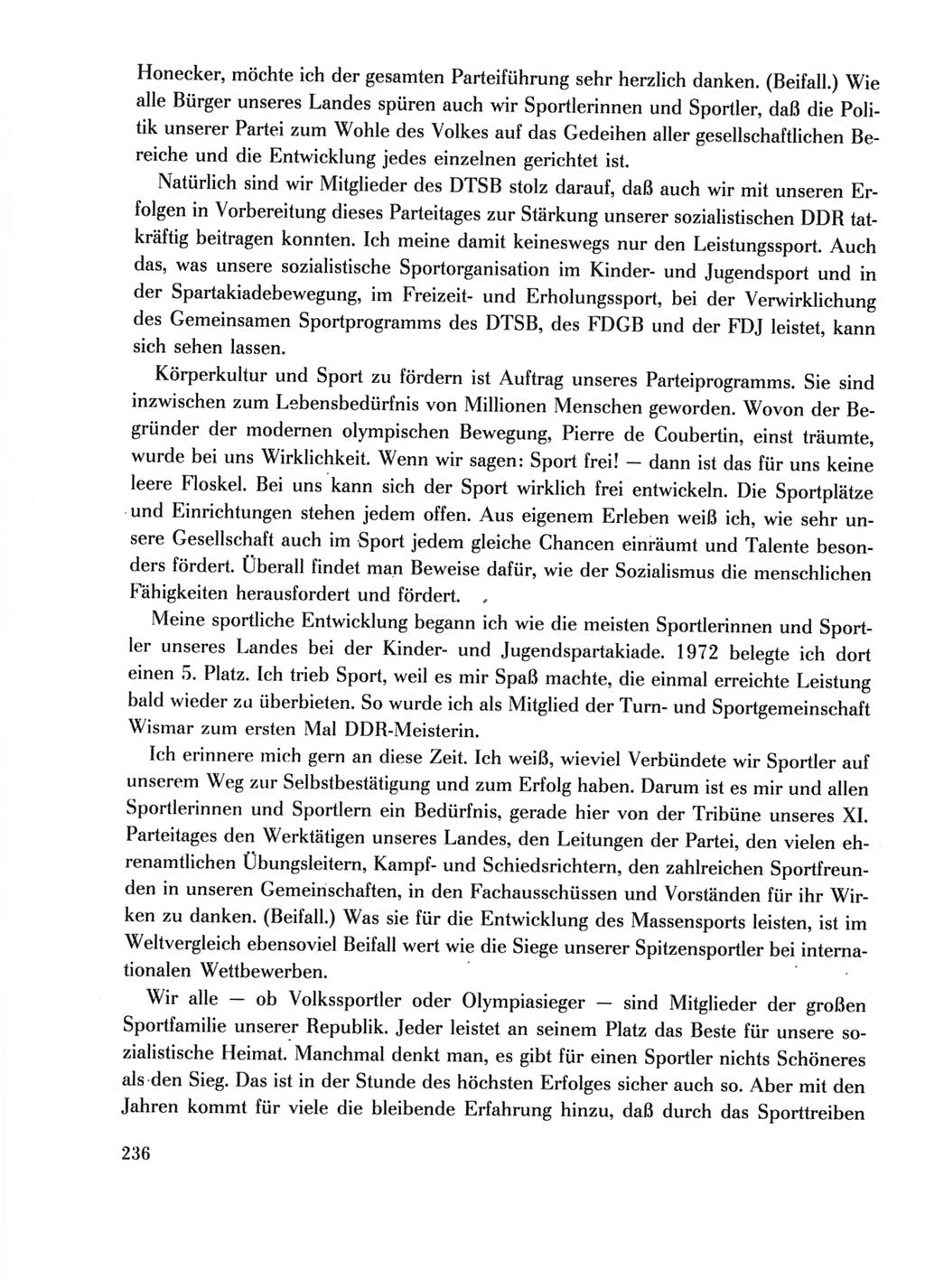 Protokoll der Verhandlungen des Ⅺ. Parteitages der Sozialistischen Einheitspartei Deutschlands (SED) [Deutsche Demokratische Republik (DDR)] 1986, Seite 236