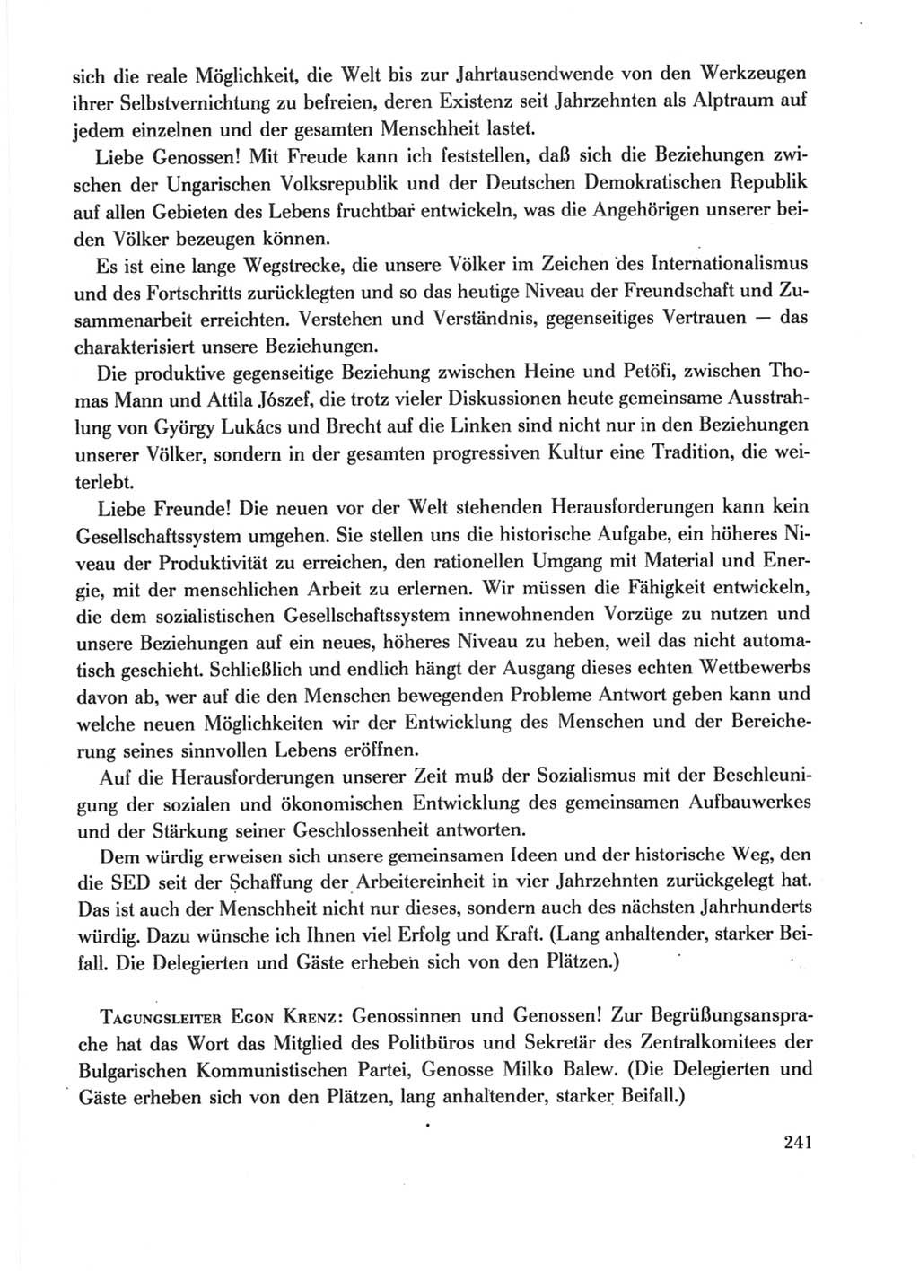 Protokoll der Verhandlungen des Ⅺ. Parteitages der Sozialistischen Einheitspartei Deutschlands (SED) [Deutsche Demokratische Republik (DDR)] 1986, Seite 241