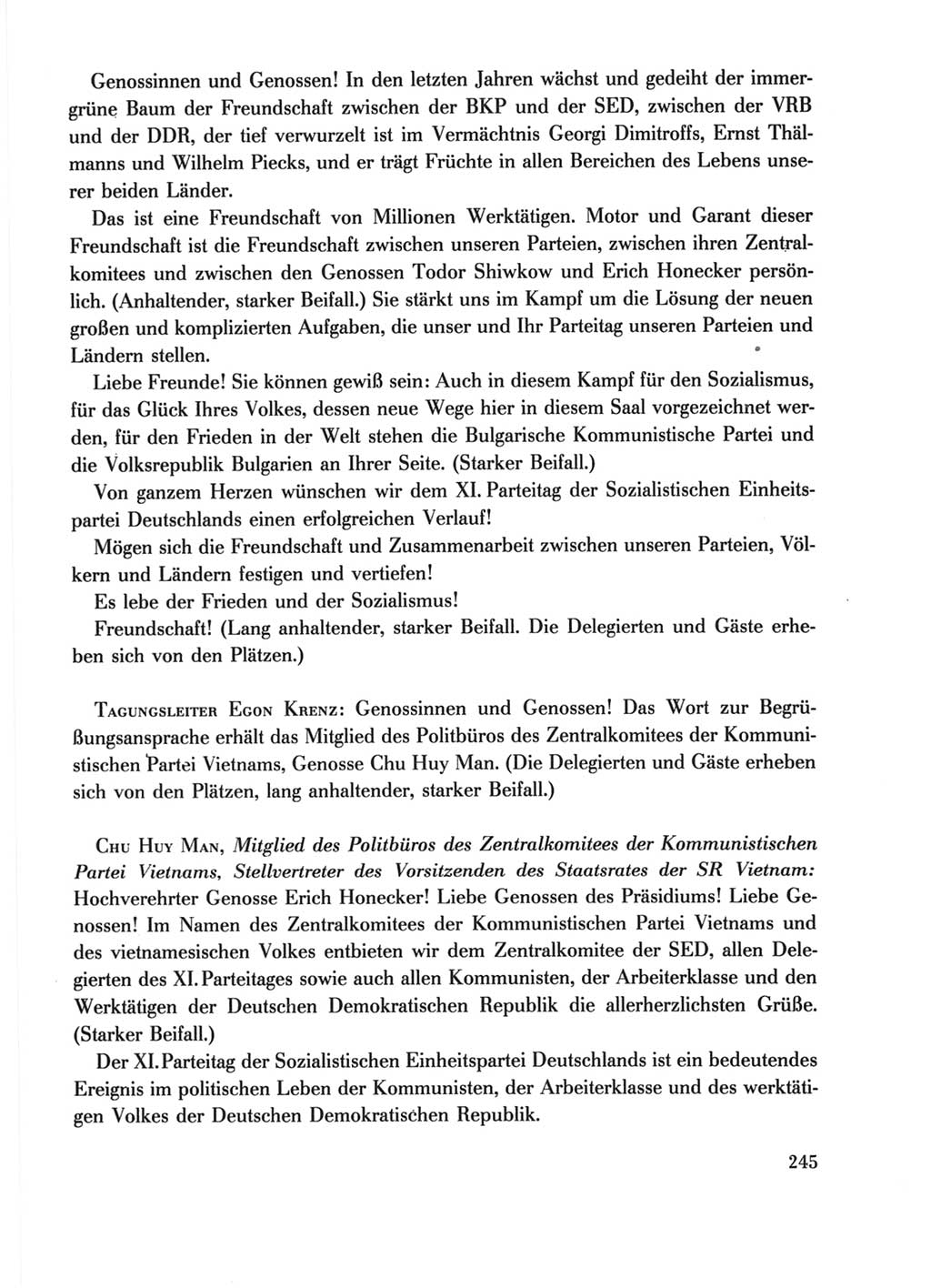 Protokoll der Verhandlungen des Ⅺ. Parteitages der Sozialistischen Einheitspartei Deutschlands (SED) [Deutsche Demokratische Republik (DDR)] 1986, Seite 245