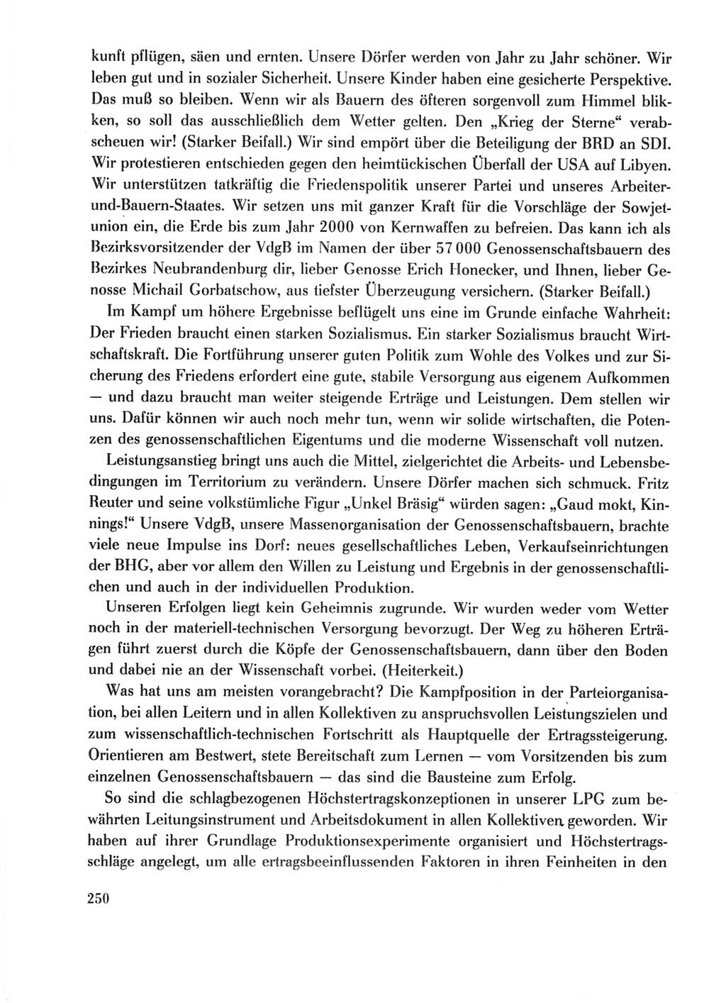 Protokoll der Verhandlungen des Ⅺ. Parteitages der Sozialistischen Einheitspartei Deutschlands (SED) [Deutsche Demokratische Republik (DDR)] 1986, Seite 250