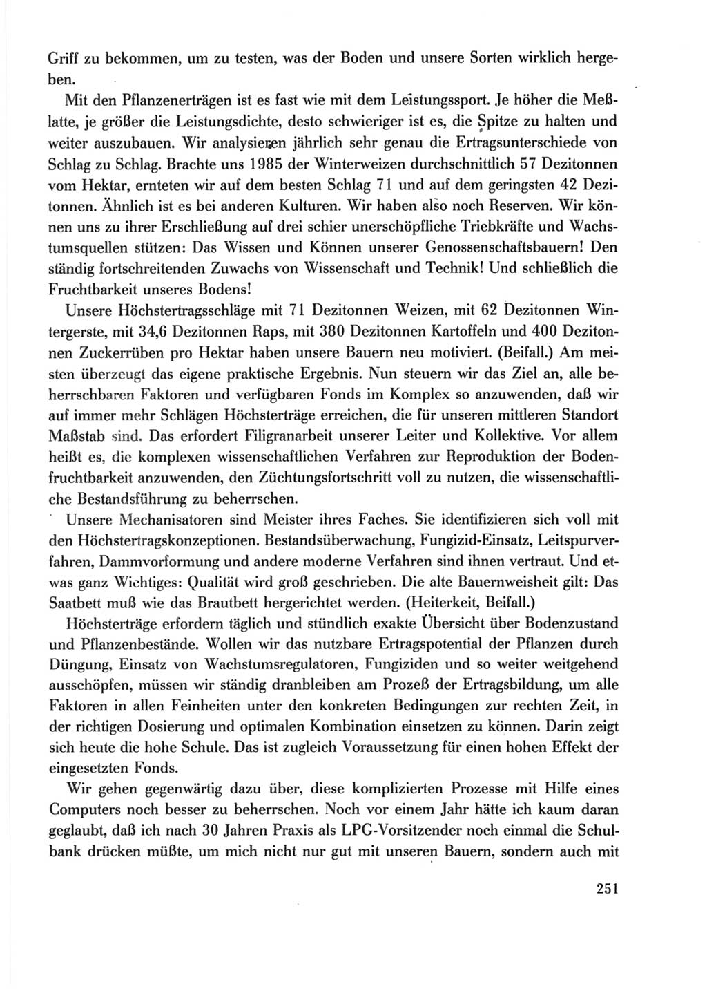 Protokoll der Verhandlungen des Ⅺ. Parteitages der Sozialistischen Einheitspartei Deutschlands (SED) [Deutsche Demokratische Republik (DDR)] 1986, Seite 251