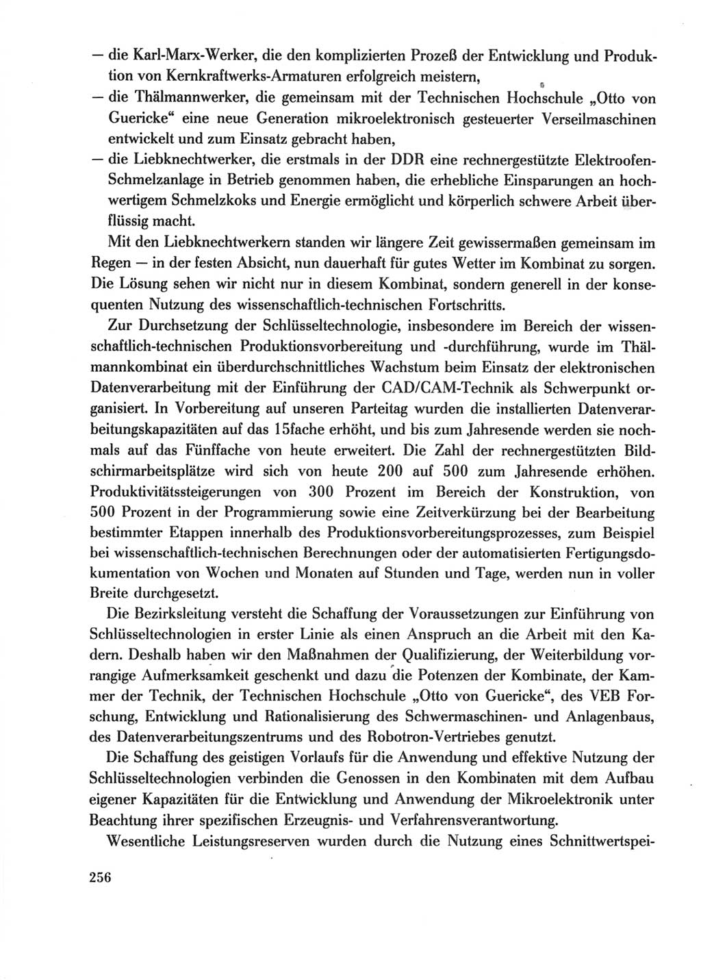 Protokoll der Verhandlungen des Ⅺ. Parteitages der Sozialistischen Einheitspartei Deutschlands (SED) [Deutsche Demokratische Republik (DDR)] 1986, Seite 256