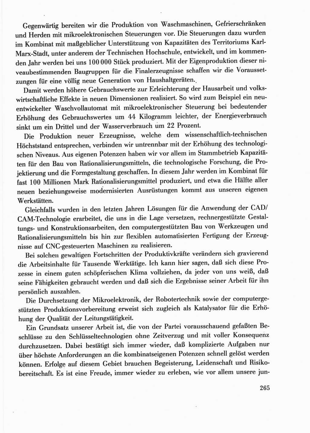 Protokoll der Verhandlungen des Ⅺ. Parteitages der Sozialistischen Einheitspartei Deutschlands (SED) [Deutsche Demokratische Republik (DDR)] 1986, Seite 265