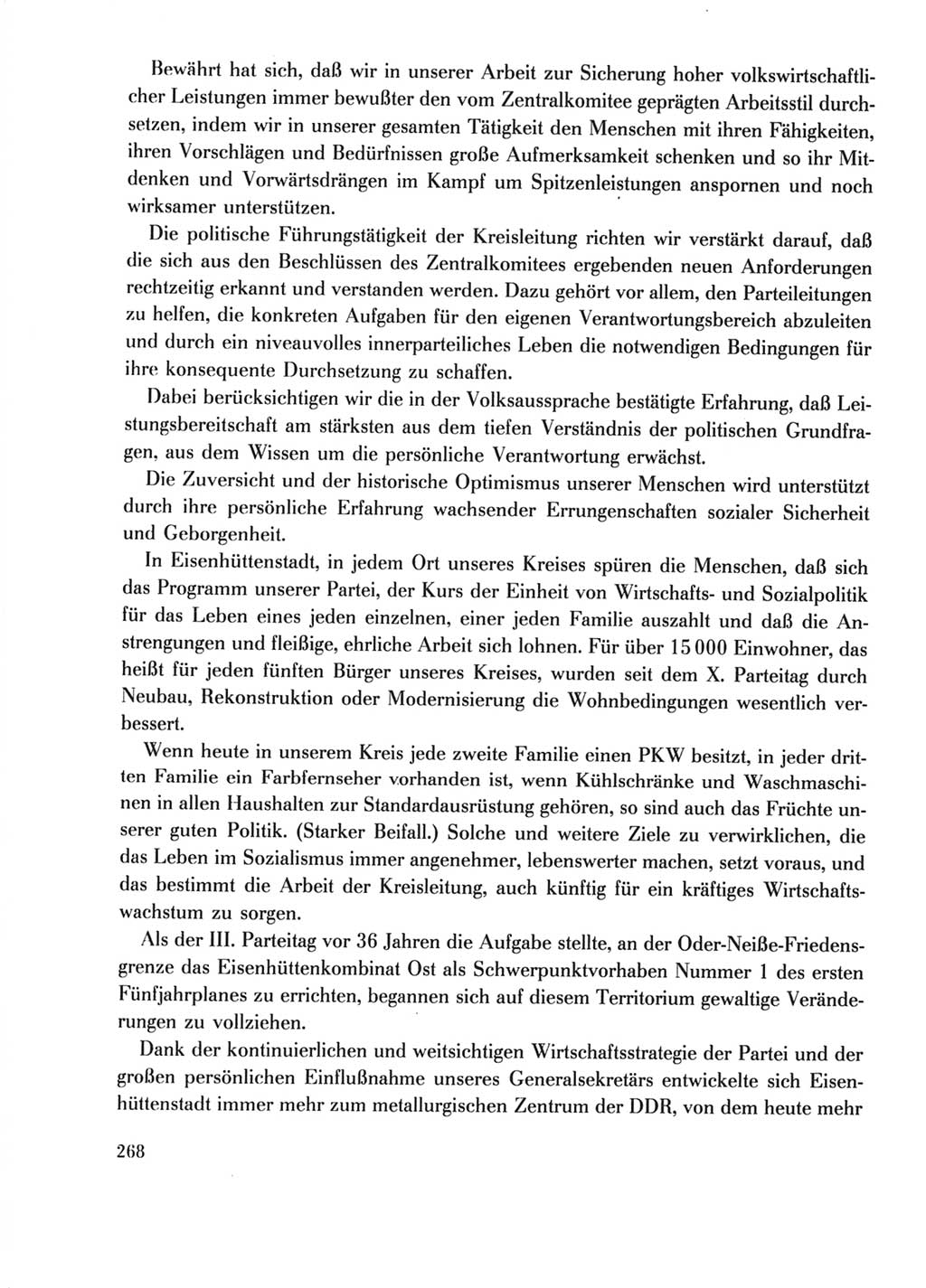 Protokoll der Verhandlungen des Ⅺ. Parteitages der Sozialistischen Einheitspartei Deutschlands (SED) [Deutsche Demokratische Republik (DDR)] 1986, Seite 268
