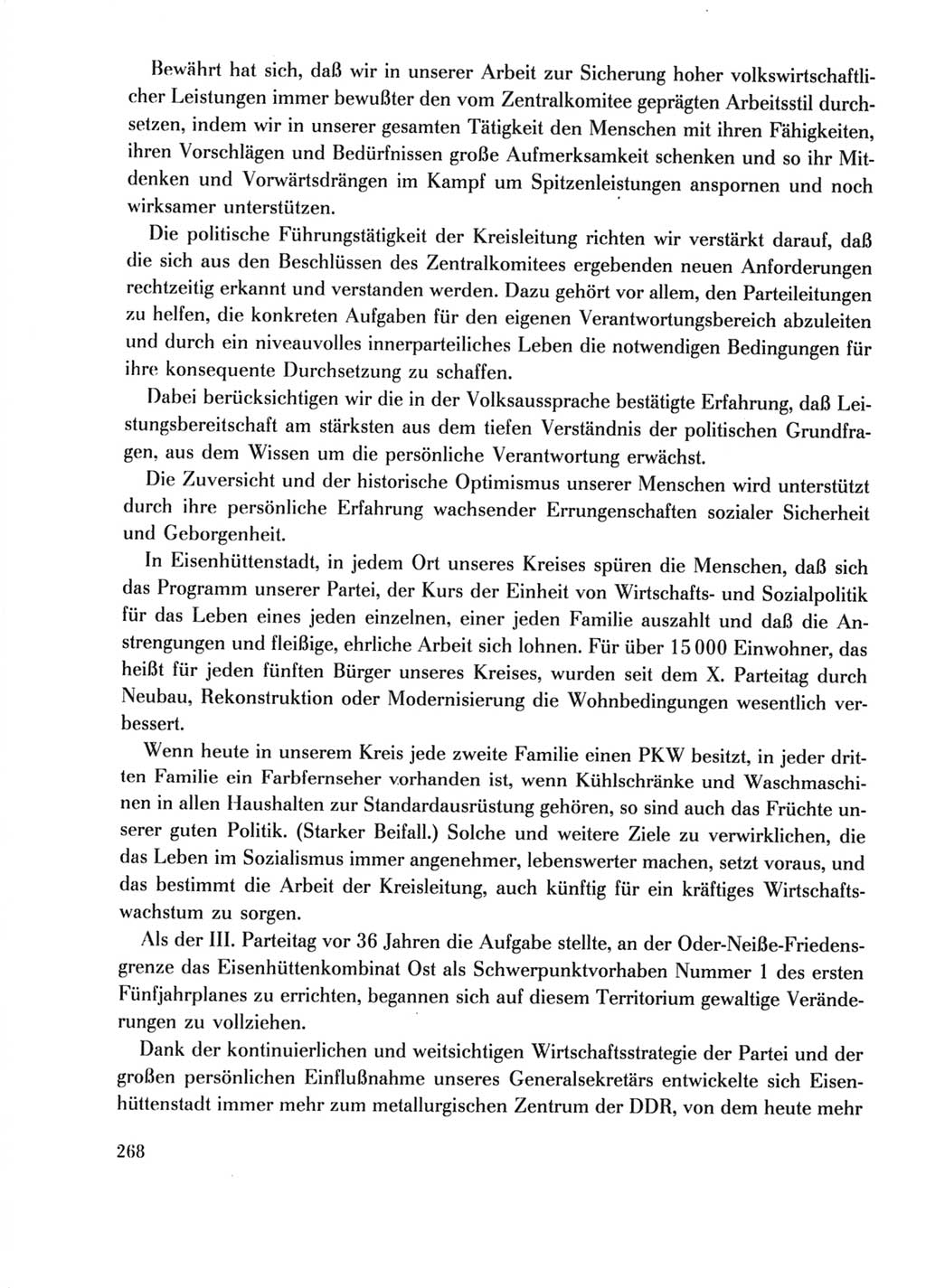 Protokoll der Verhandlungen des Ⅺ. Parteitages der Sozialistischen Einheitspartei Deutschlands (SED) [Deutsche Demokratische Republik (DDR)] 1986, Seite 268