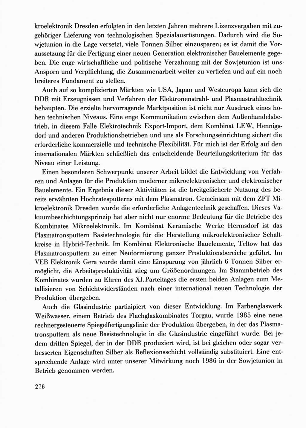 Protokoll der Verhandlungen des Ⅺ. Parteitages der Sozialistischen Einheitspartei Deutschlands (SED) [Deutsche Demokratische Republik (DDR)] 1986, Seite 276