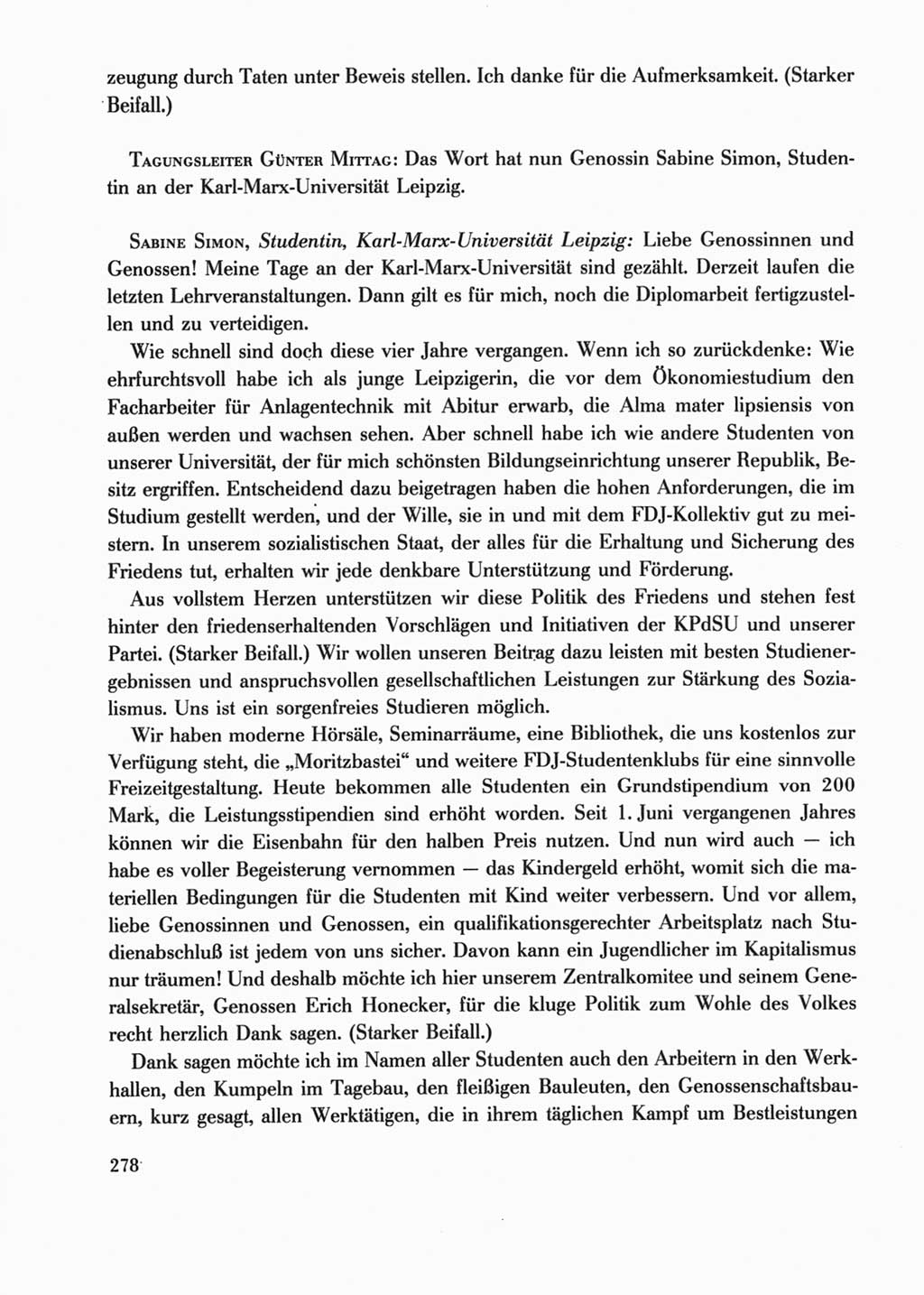 Protokoll der Verhandlungen des Ⅺ. Parteitages der Sozialistischen Einheitspartei Deutschlands (SED) [Deutsche Demokratische Republik (DDR)] 1986, Seite 278
