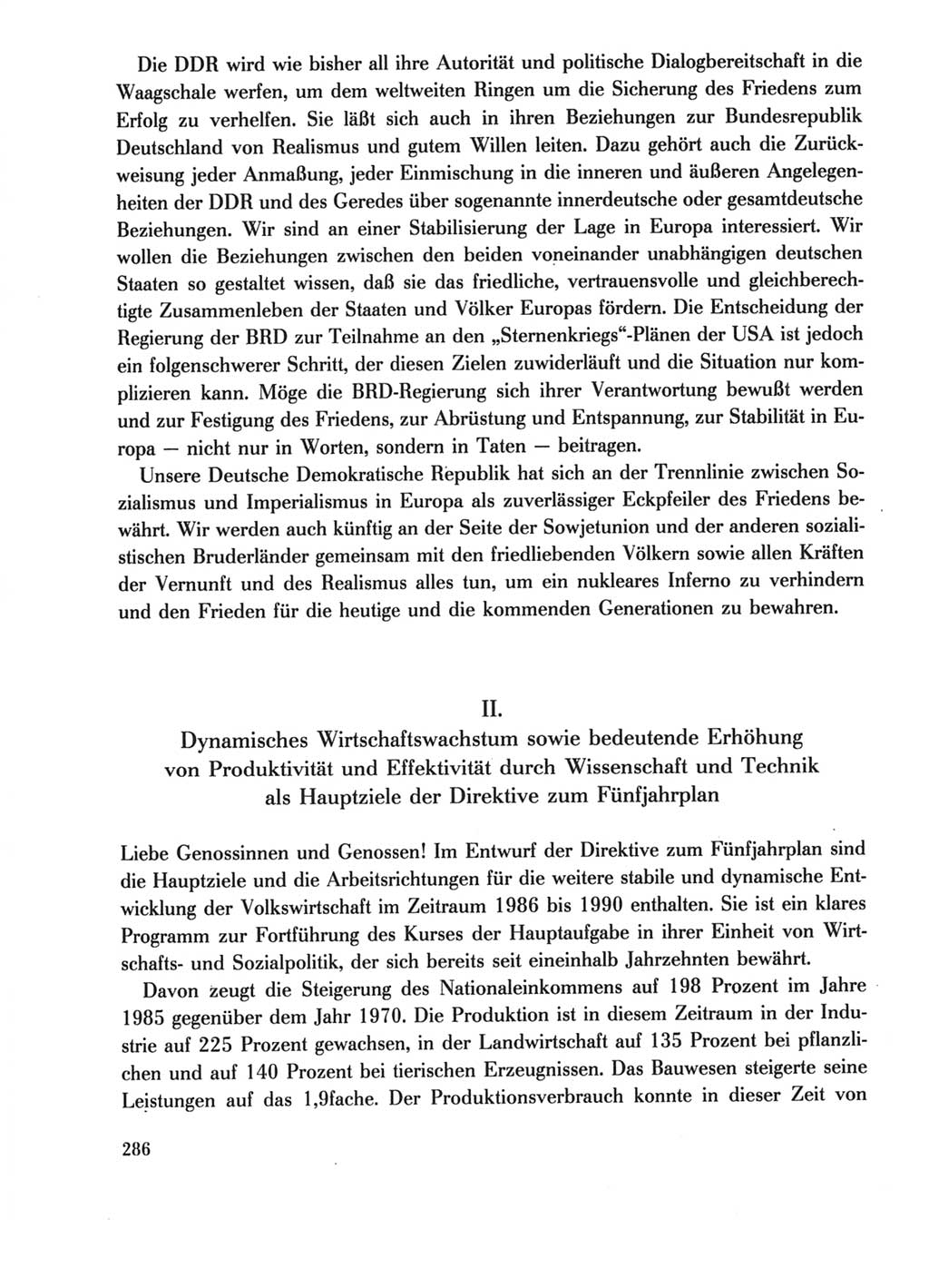 Protokoll der Verhandlungen des Ⅺ. Parteitages der Sozialistischen Einheitspartei Deutschlands (SED) [Deutsche Demokratische Republik (DDR)] 1986, Seite 286