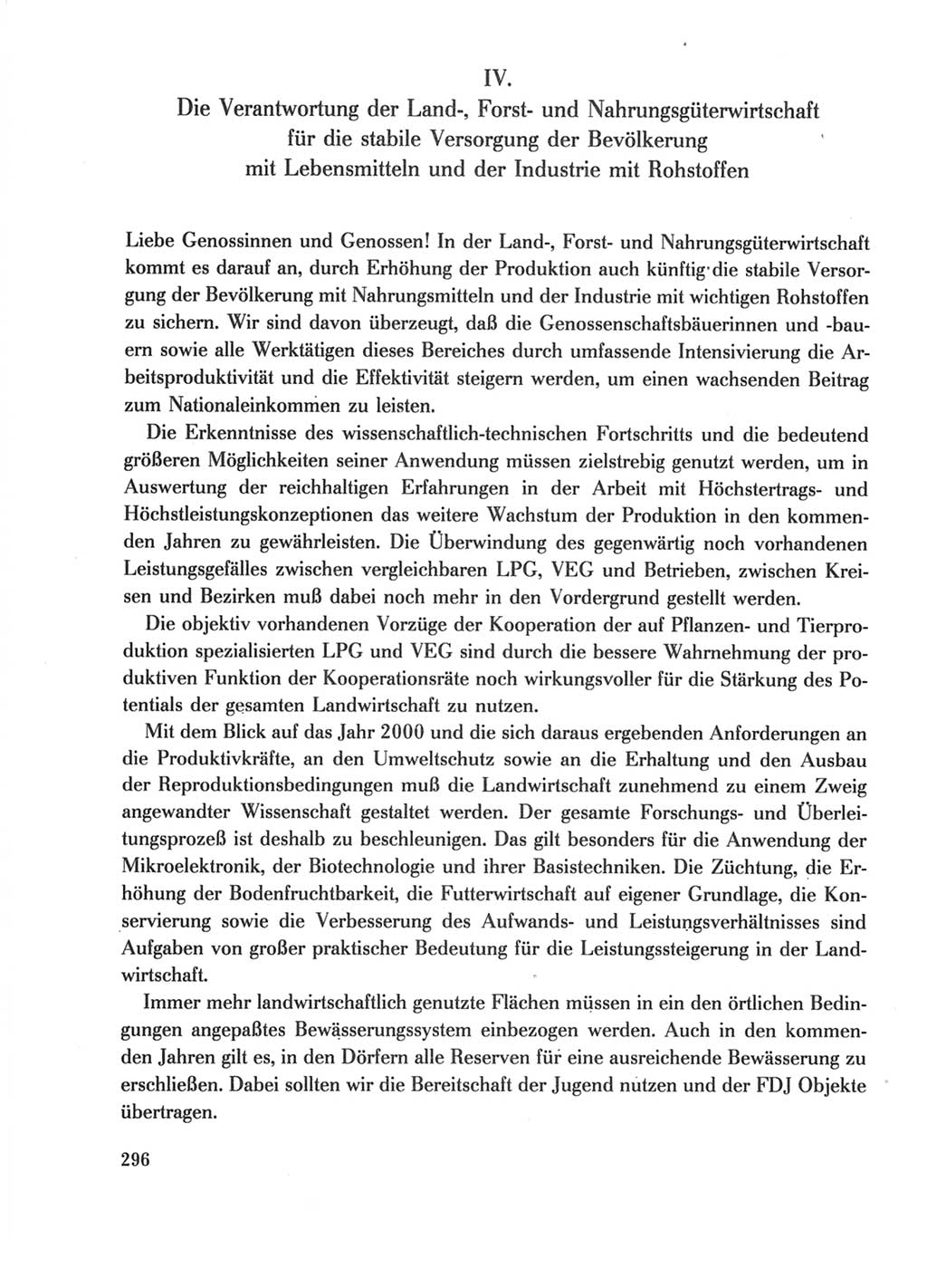 Protokoll der Verhandlungen des Ⅺ. Parteitages der Sozialistischen Einheitspartei Deutschlands (SED) [Deutsche Demokratische Republik (DDR)] 1986, Seite 296