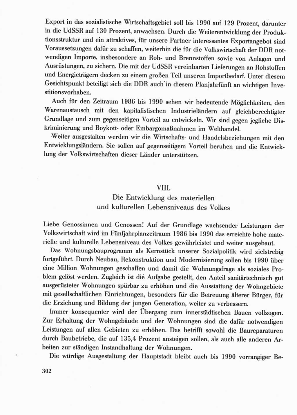 Protokoll der Verhandlungen des Ⅺ. Parteitages der Sozialistischen Einheitspartei Deutschlands (SED) [Deutsche Demokratische Republik (DDR)] 1986, Seite 302