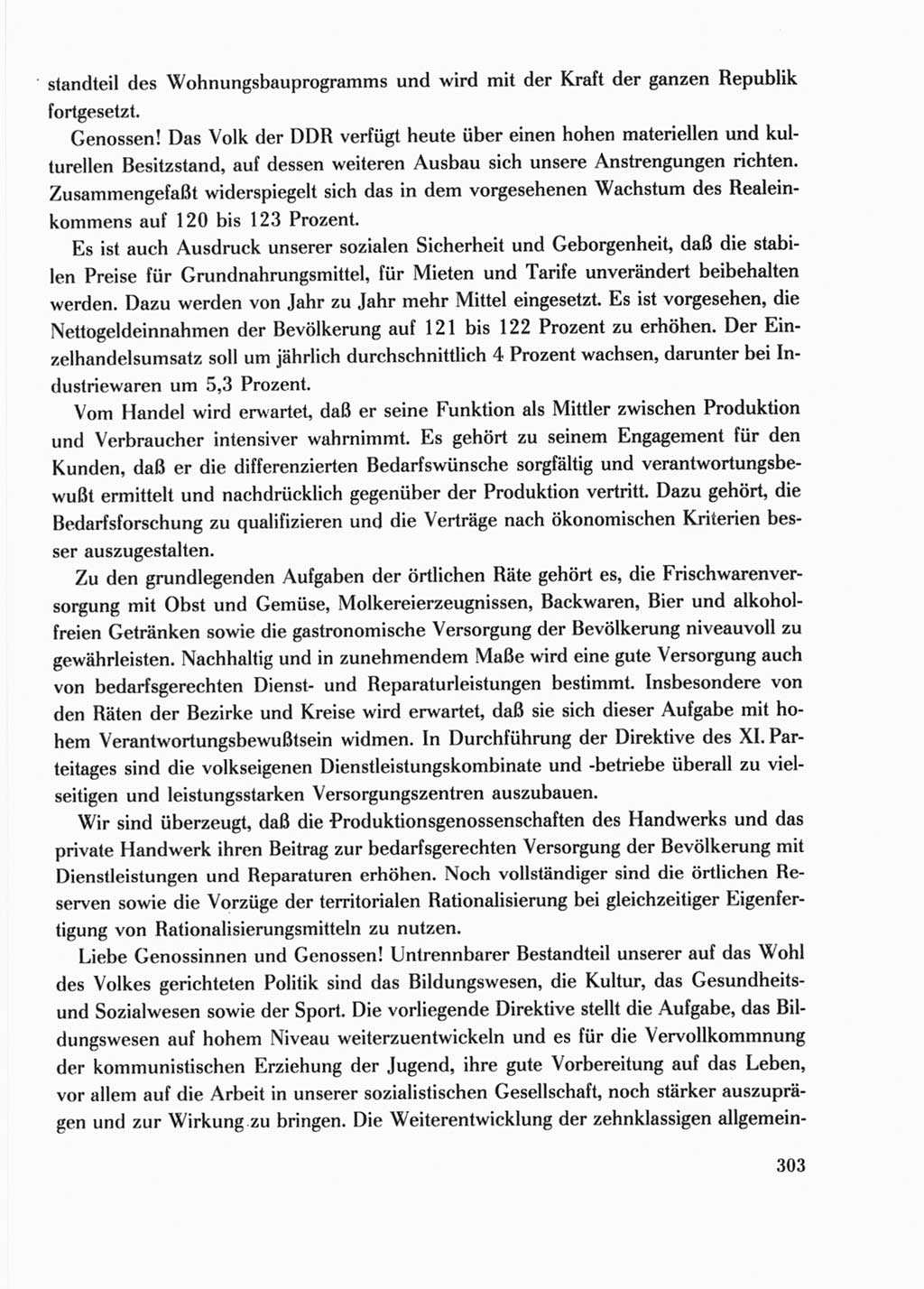 Protokoll der Verhandlungen des Ⅺ. Parteitages der Sozialistischen Einheitspartei Deutschlands (SED) [Deutsche Demokratische Republik (DDR)] 1986, Seite 303