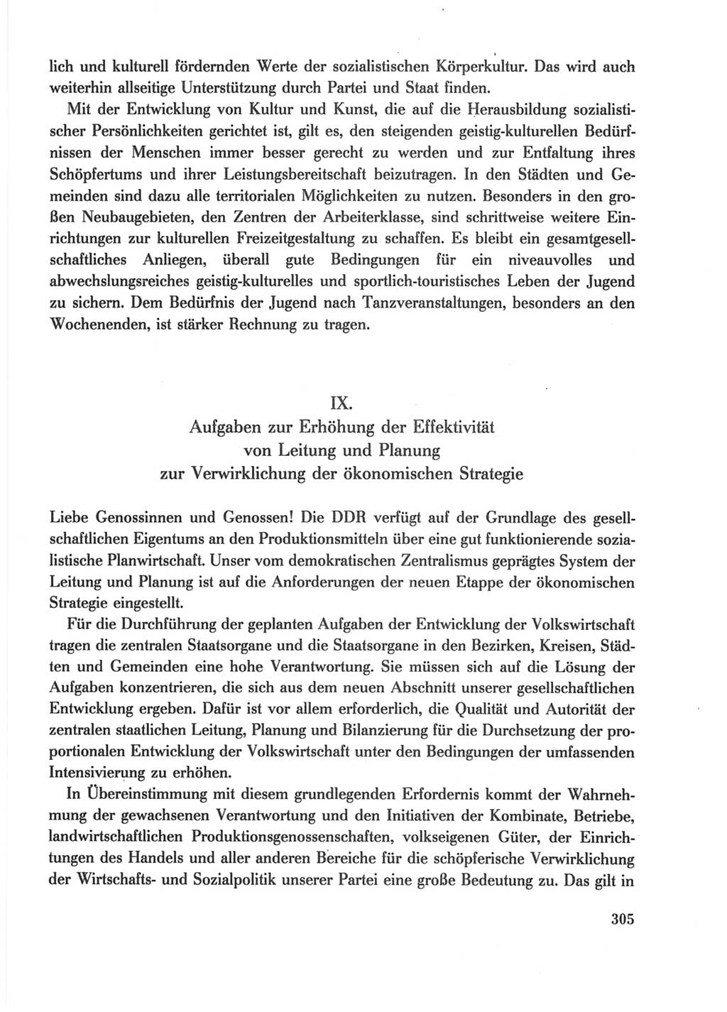Protokoll der Verhandlungen des Ⅺ. Parteitages der Sozialistischen Einheitspartei Deutschlands (SED) [Deutsche Demokratische Republik (DDR)] 1986, Seite 305
