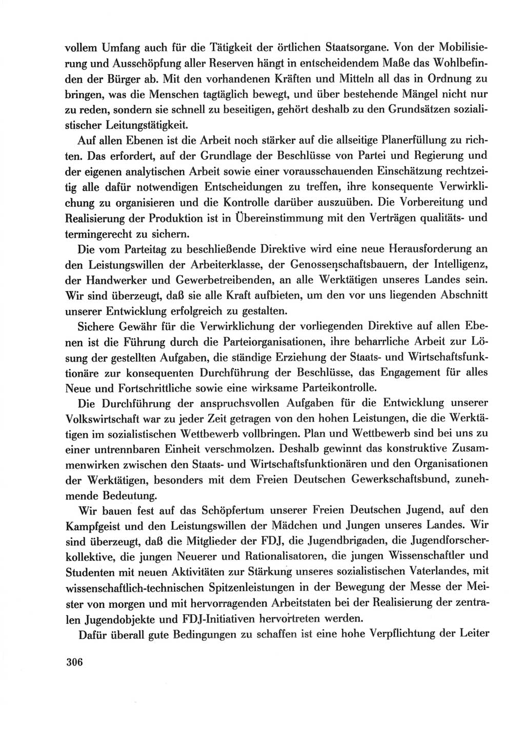 Protokoll der Verhandlungen des Ⅺ. Parteitages der Sozialistischen Einheitspartei Deutschlands (SED) [Deutsche Demokratische Republik (DDR)] 1986, Seite 306