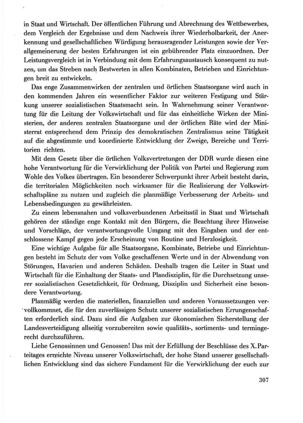 Protokoll der Verhandlungen des Ⅺ. Parteitages der Sozialistischen Einheitspartei Deutschlands (SED) [Deutsche Demokratische Republik (DDR)] 1986, Seite 307