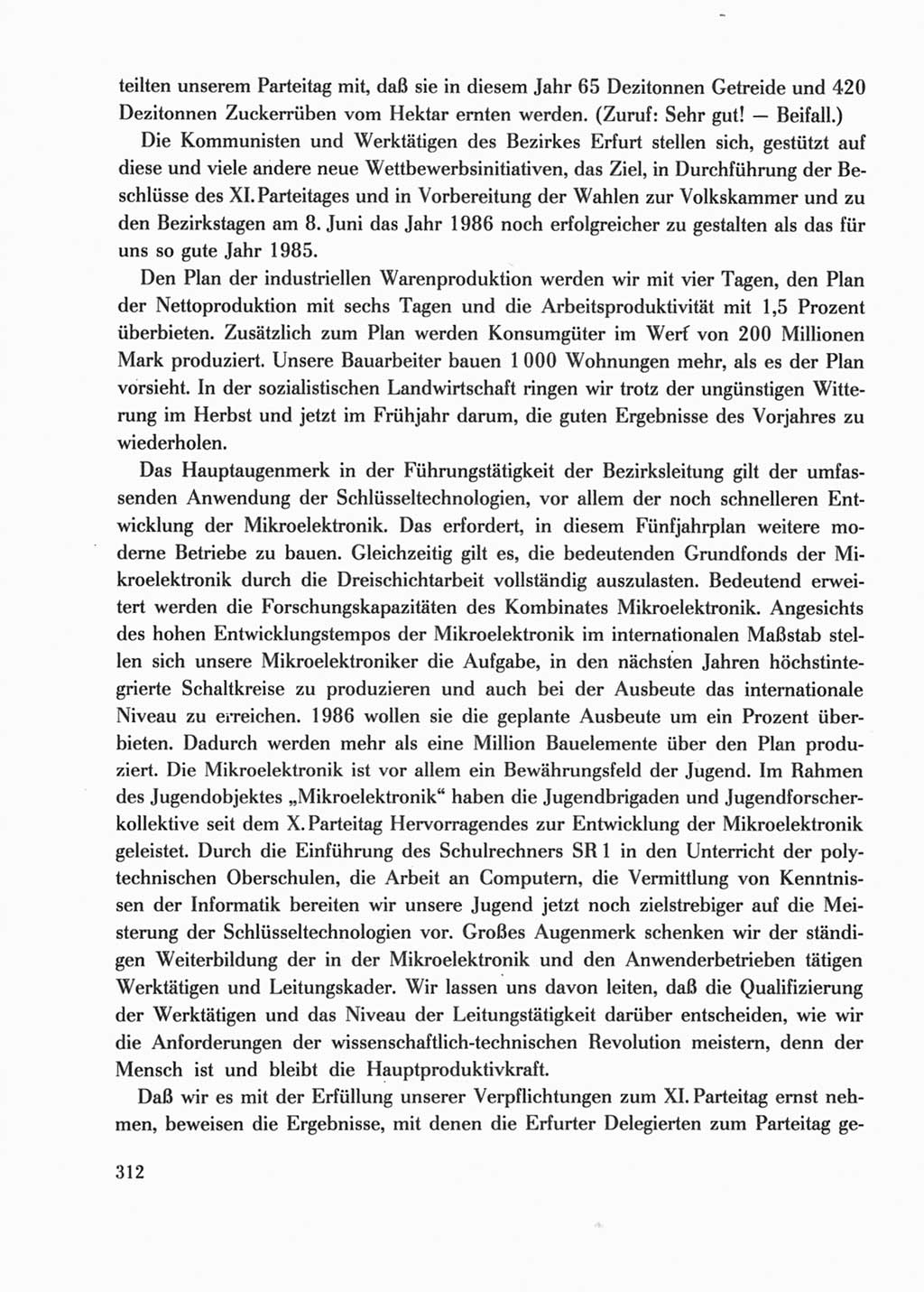 Protokoll der Verhandlungen des Ⅺ. Parteitages der Sozialistischen Einheitspartei Deutschlands (SED) [Deutsche Demokratische Republik (DDR)] 1986, Seite 312