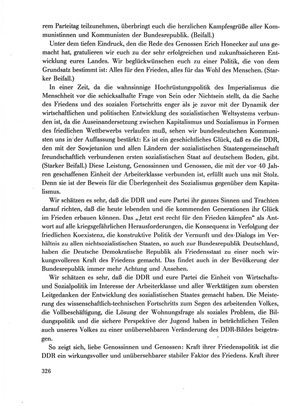 Protokoll der Verhandlungen des Ⅺ. Parteitages der Sozialistischen Einheitspartei Deutschlands (SED) [Deutsche Demokratische Republik (DDR)] 1986, Seite 326