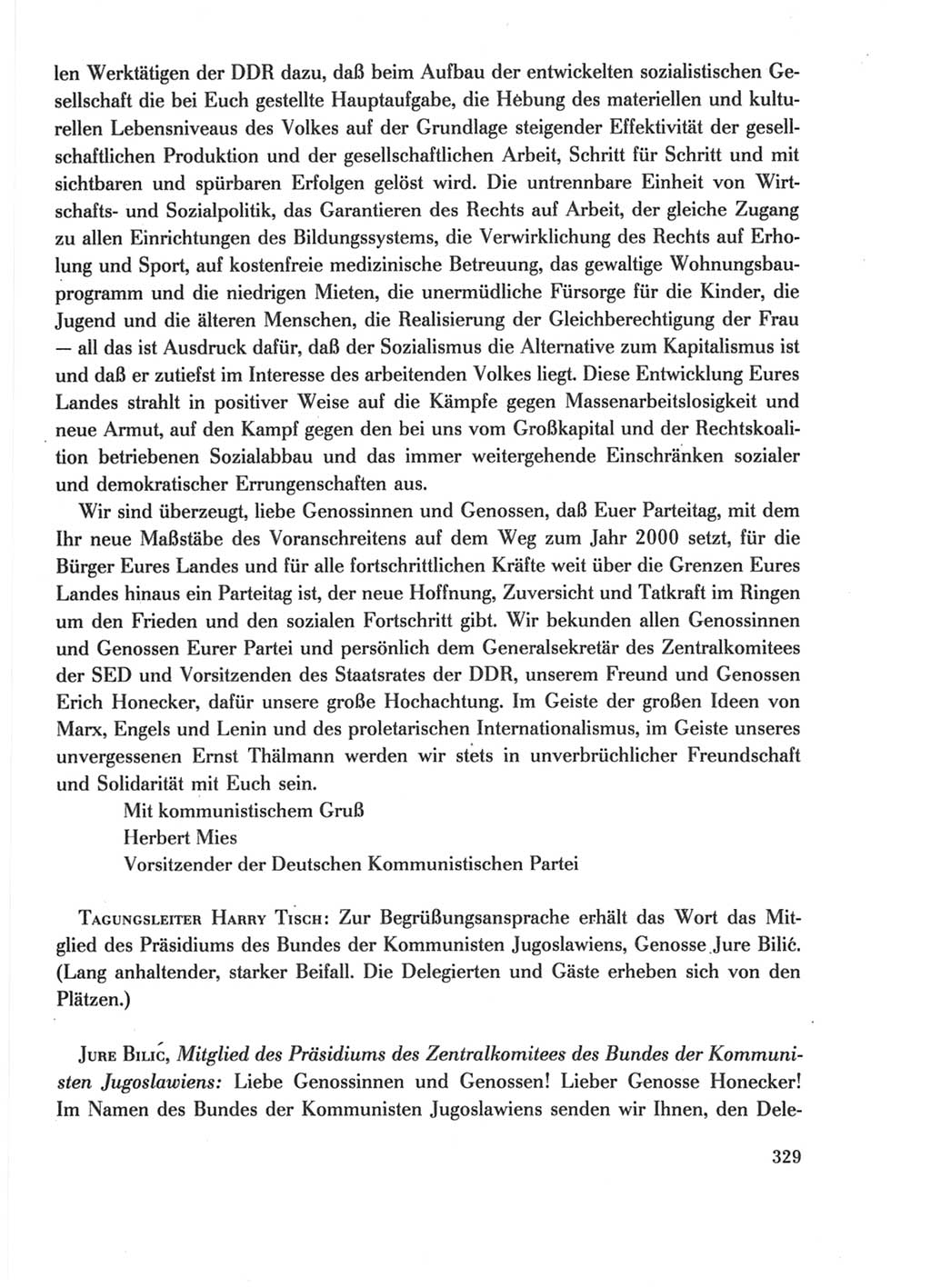 Protokoll der Verhandlungen des Ⅺ. Parteitages der Sozialistischen Einheitspartei Deutschlands (SED) [Deutsche Demokratische Republik (DDR)] 1986, Seite 329