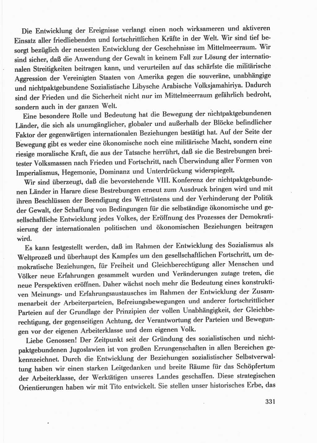 Protokoll der Verhandlungen des Ⅺ. Parteitages der Sozialistischen Einheitspartei Deutschlands (SED) [Deutsche Demokratische Republik (DDR)] 1986, Seite 331