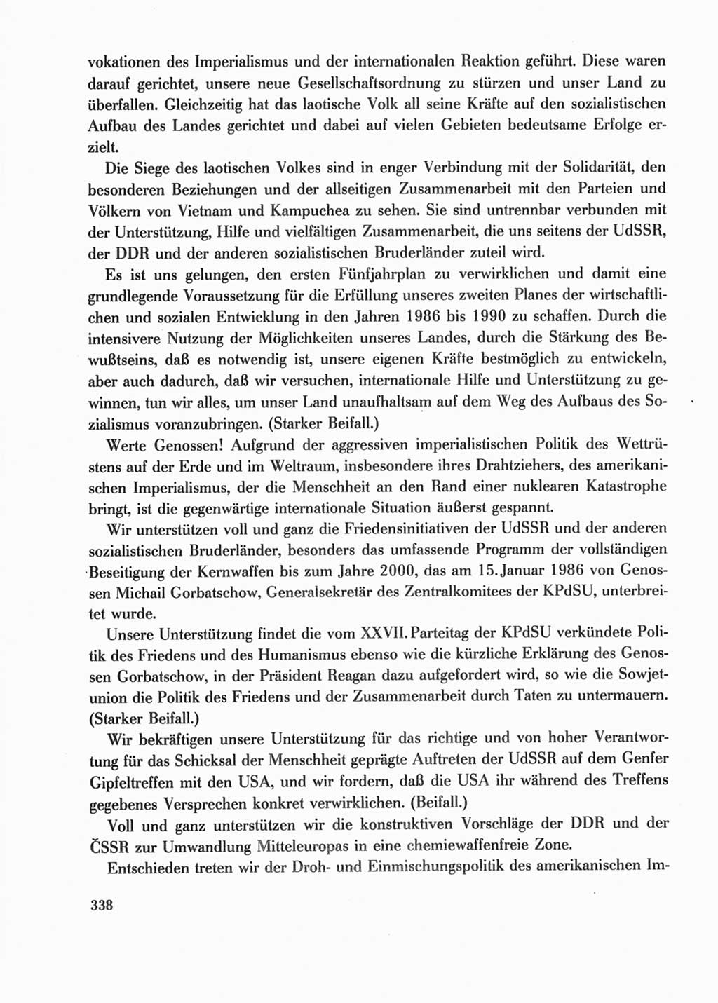 Protokoll der Verhandlungen des Ⅺ. Parteitages der Sozialistischen Einheitspartei Deutschlands (SED) [Deutsche Demokratische Republik (DDR)] 1986, Seite 338