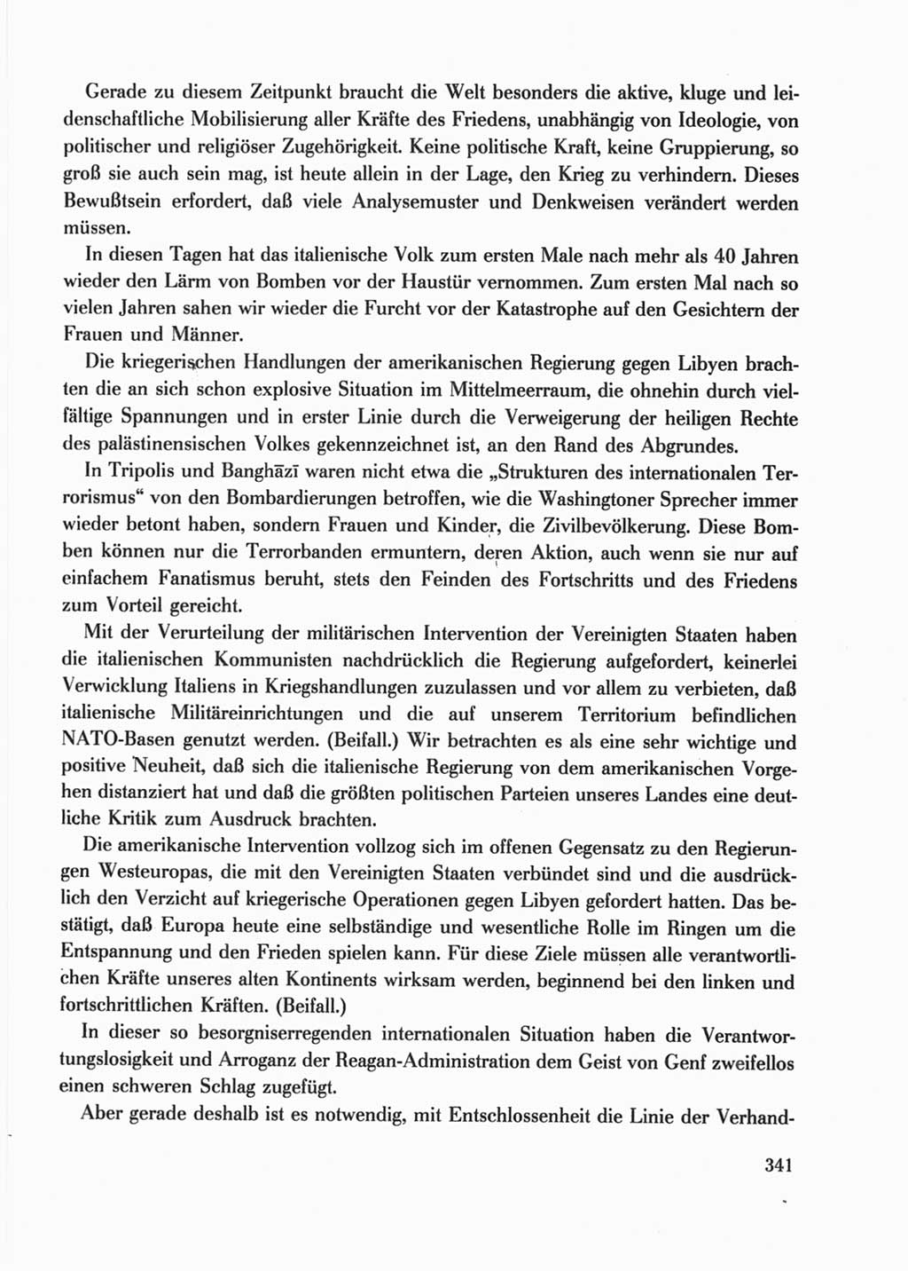 Protokoll der Verhandlungen des Ⅺ. Parteitages der Sozialistischen Einheitspartei Deutschlands (SED) [Deutsche Demokratische Republik (DDR)] 1986, Seite 341