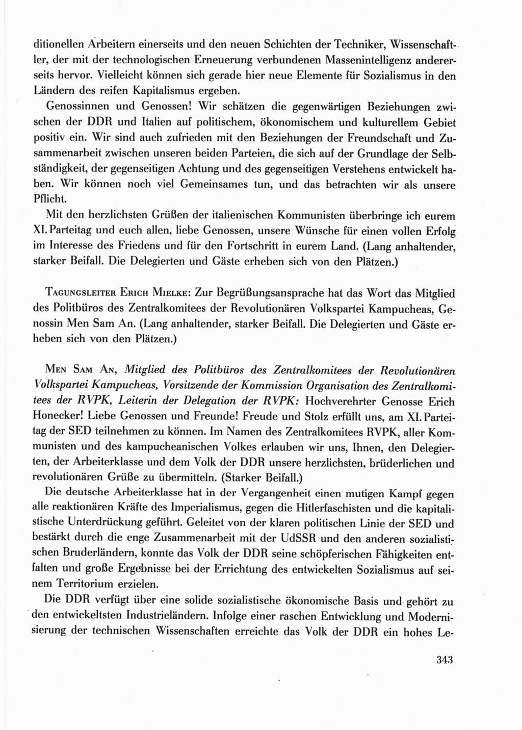 Protokoll der Verhandlungen des Ⅺ. Parteitages der Sozialistischen Einheitspartei Deutschlands (SED) [Deutsche Demokratische Republik (DDR)] 1986, Seite 343