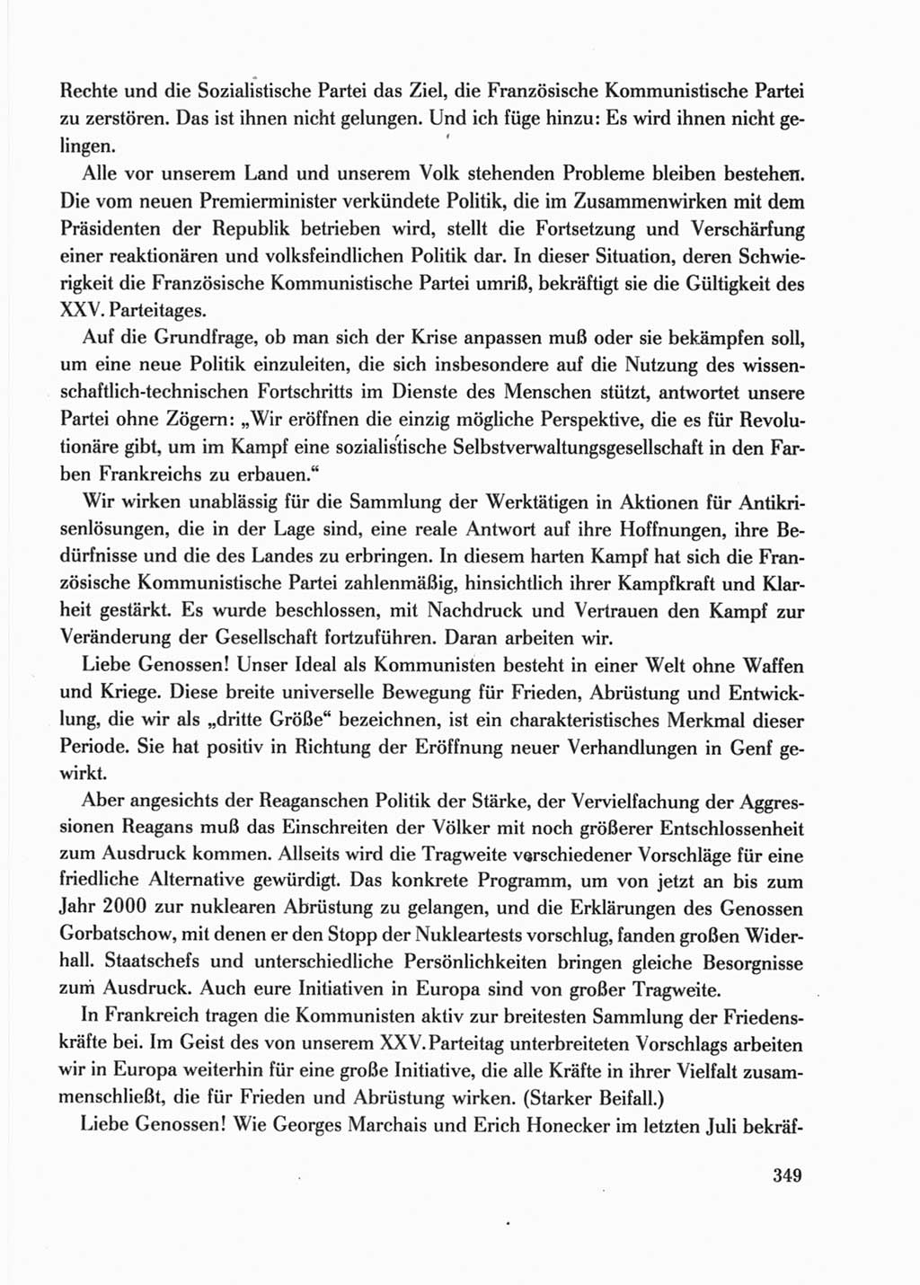 Protokoll der Verhandlungen des Ⅺ. Parteitages der Sozialistischen Einheitspartei Deutschlands (SED) [Deutsche Demokratische Republik (DDR)] 1986, Seite 349