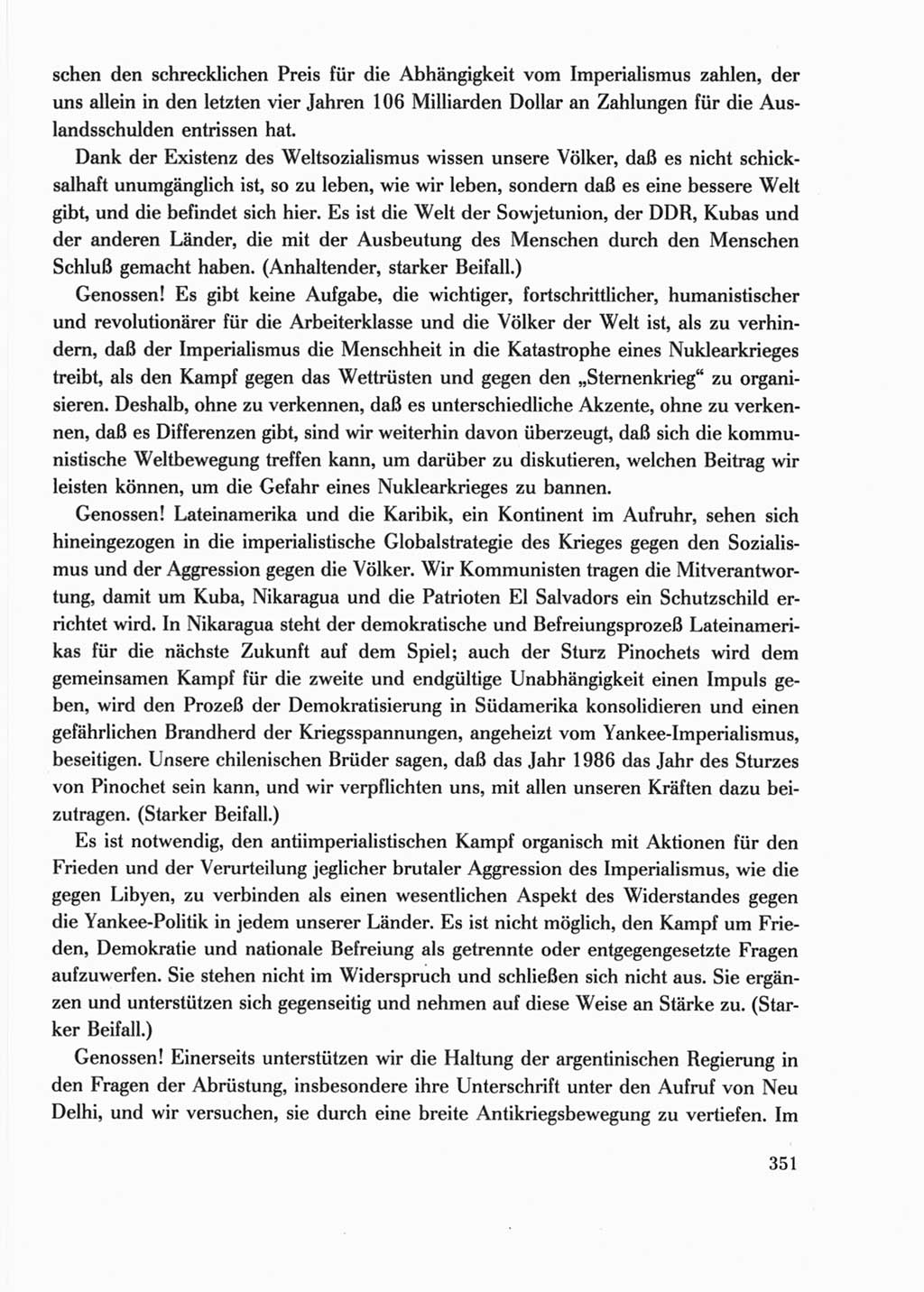 Protokoll der Verhandlungen des Ⅺ. Parteitages der Sozialistischen Einheitspartei Deutschlands (SED) [Deutsche Demokratische Republik (DDR)] 1986, Seite 351