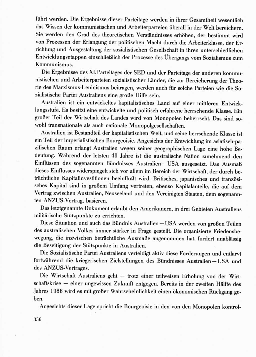 Protokoll der Verhandlungen des Ⅺ. Parteitages der Sozialistischen Einheitspartei Deutschlands (SED) [Deutsche Demokratische Republik (DDR)] 1986, Seite 356