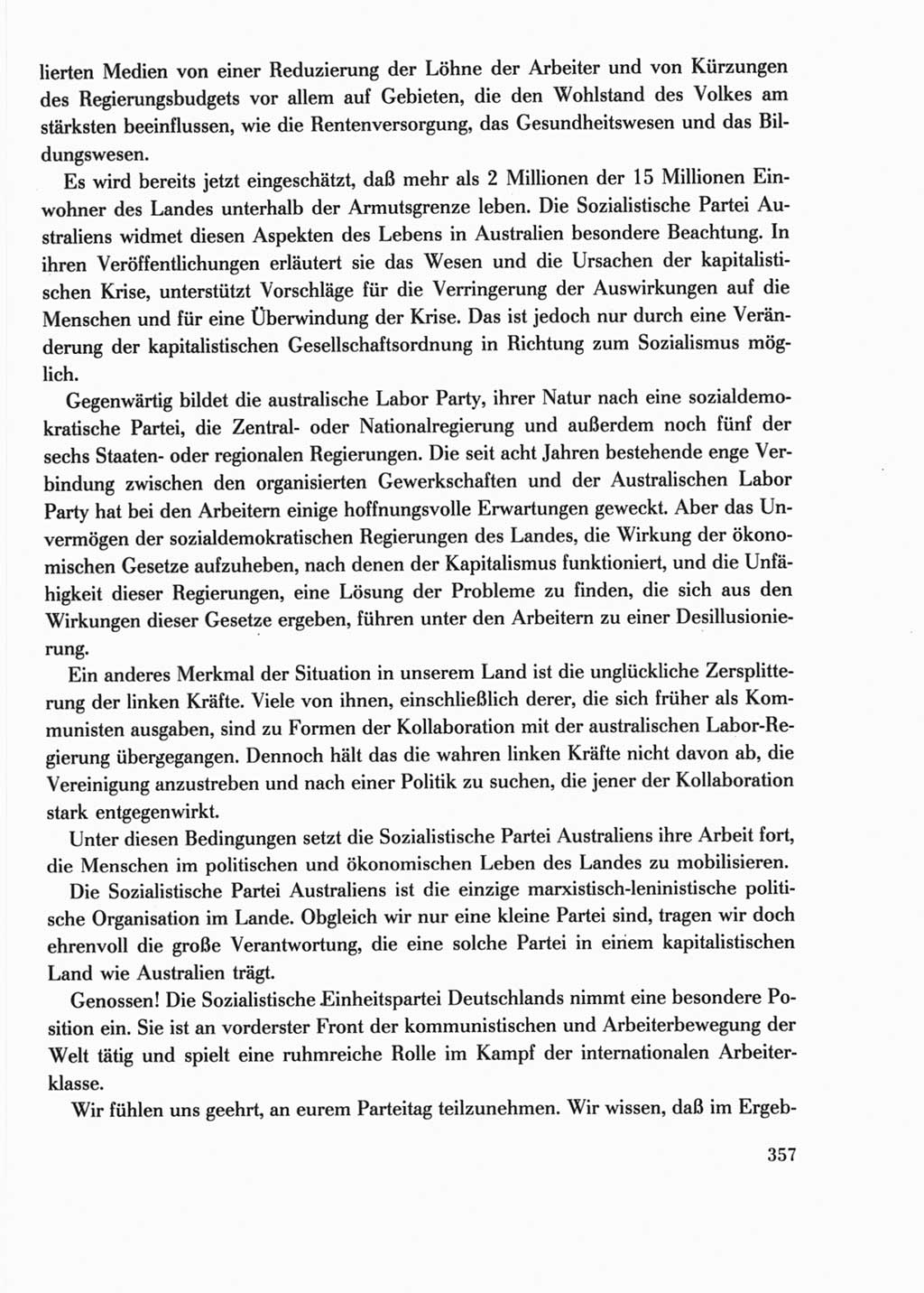 Protokoll der Verhandlungen des Ⅺ. Parteitages der Sozialistischen Einheitspartei Deutschlands (SED) [Deutsche Demokratische Republik (DDR)] 1986, Seite 357