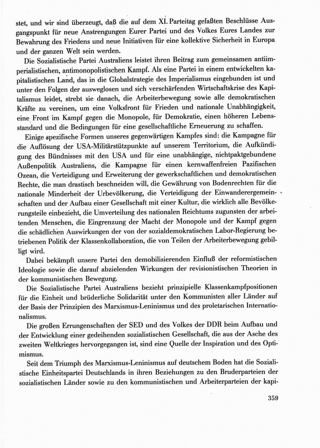 Protokoll der Verhandlungen des Ⅺ. Parteitages der Sozialistischen Einheitspartei Deutschlands (SED) [Deutsche Demokratische Republik (DDR)] 1986, Seite 359
