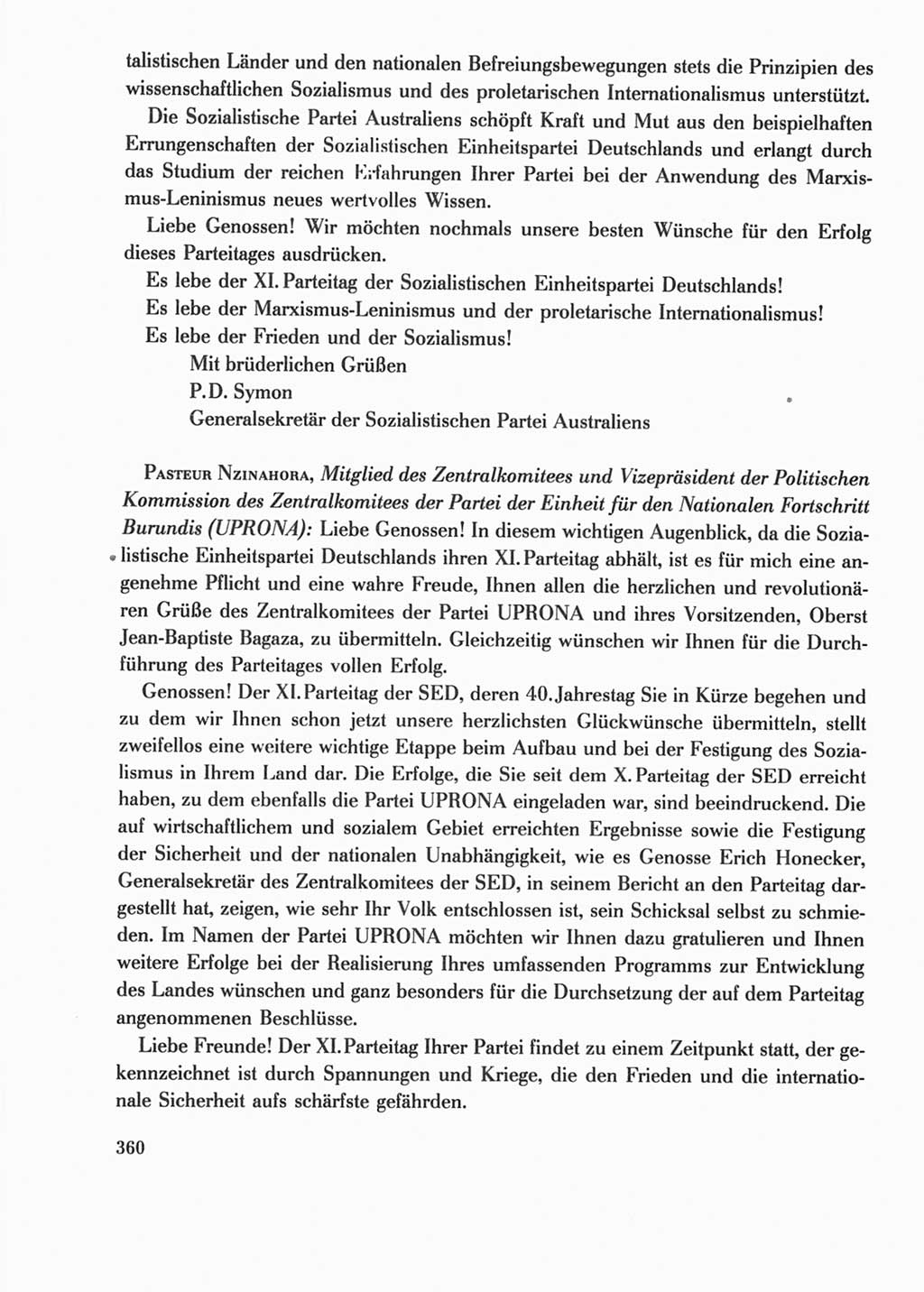 Protokoll der Verhandlungen des Ⅺ. Parteitages der Sozialistischen Einheitspartei Deutschlands (SED) [Deutsche Demokratische Republik (DDR)] 1986, Seite 360