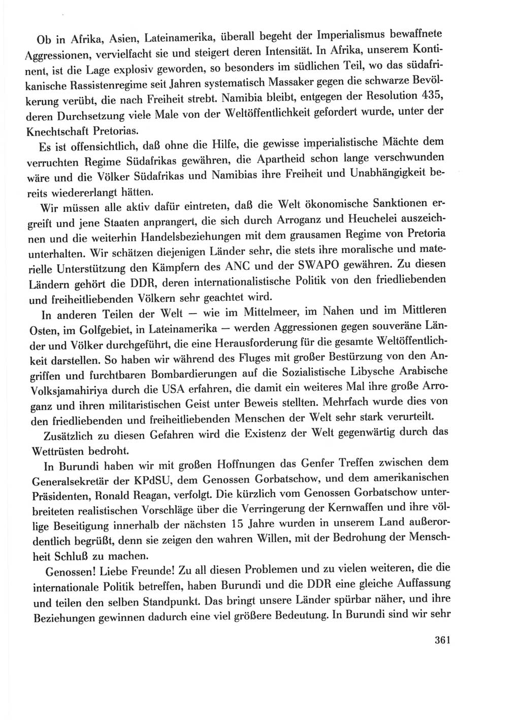 Protokoll der Verhandlungen des Ⅺ. Parteitages der Sozialistischen Einheitspartei Deutschlands (SED) [Deutsche Demokratische Republik (DDR)] 1986, Seite 361