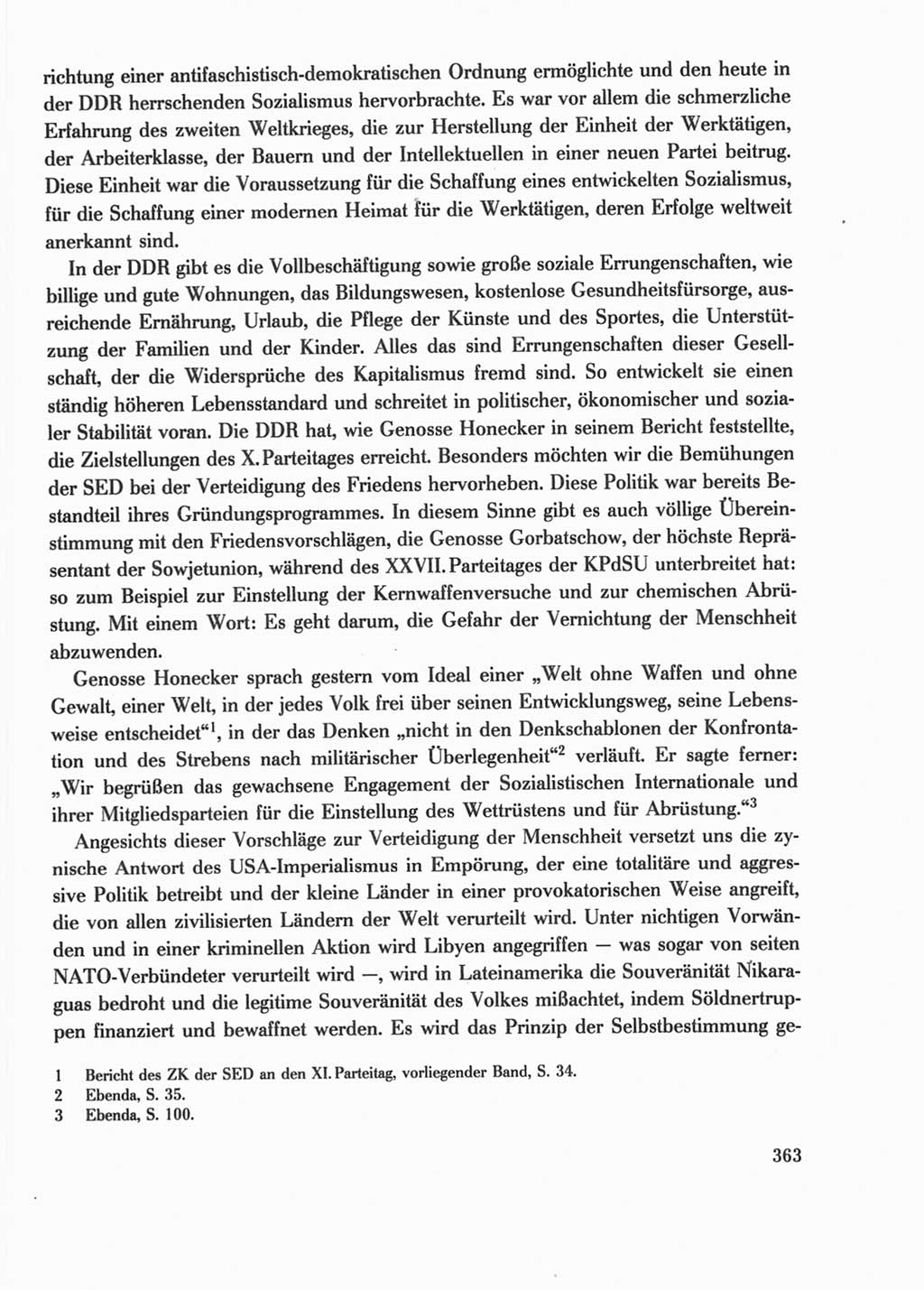 Protokoll der Verhandlungen des Ⅺ. Parteitages der Sozialistischen Einheitspartei Deutschlands (SED) [Deutsche Demokratische Republik (DDR)] 1986, Seite 363