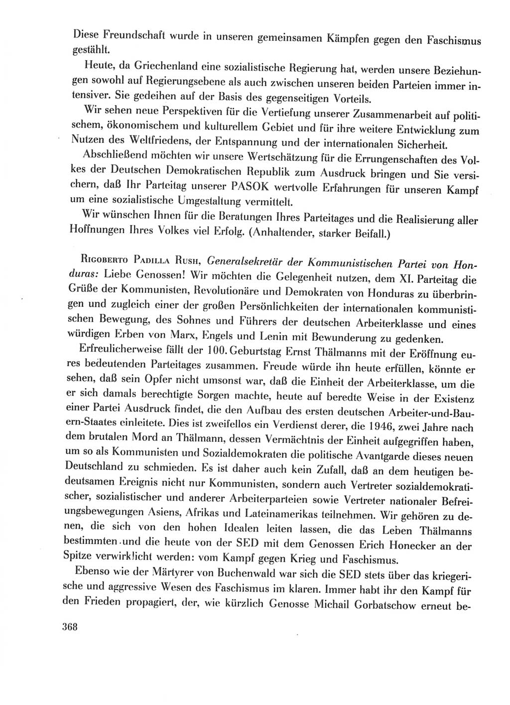 Protokoll der Verhandlungen des Ⅺ. Parteitages der Sozialistischen Einheitspartei Deutschlands (SED) [Deutsche Demokratische Republik (DDR)] 1986, Seite 368