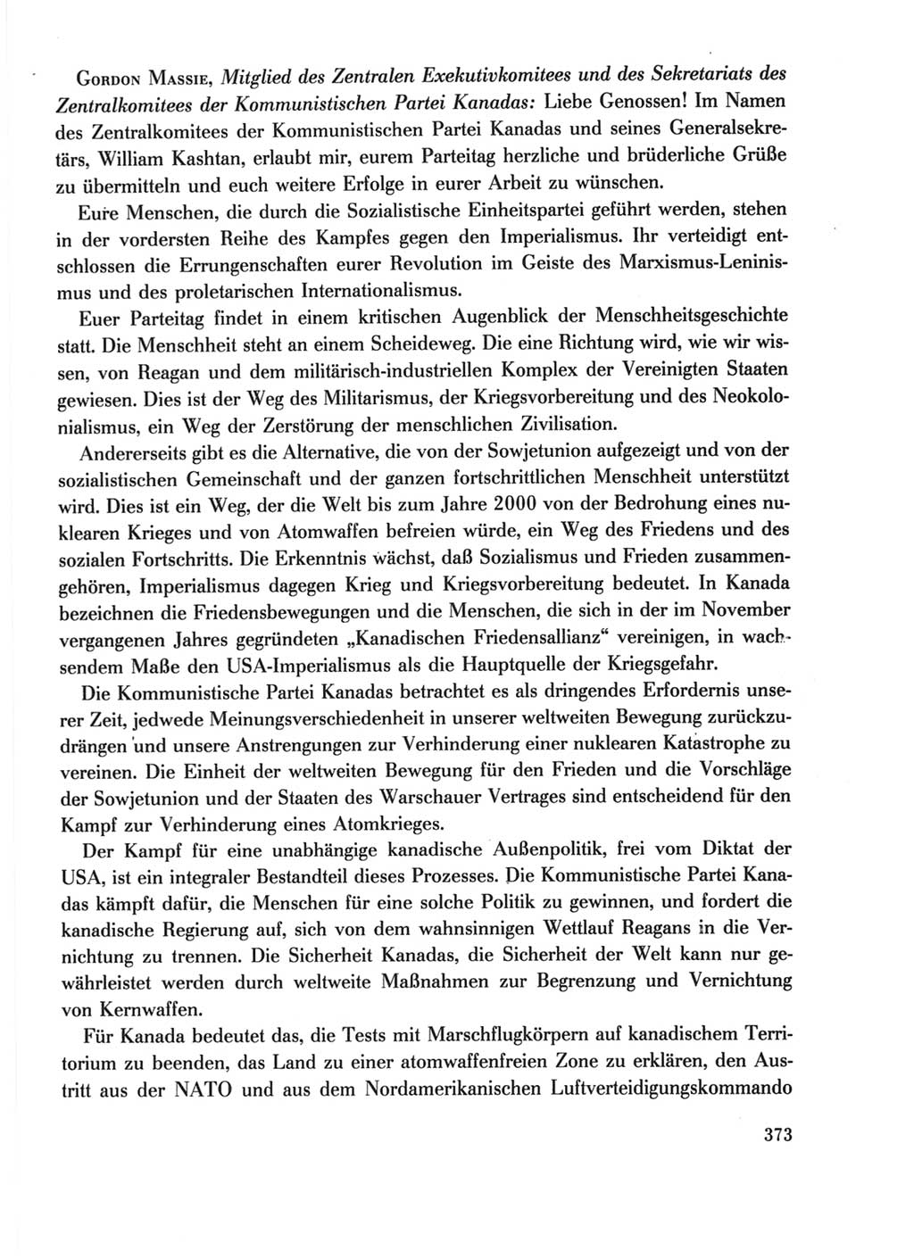 Protokoll der Verhandlungen des Ⅺ. Parteitages der Sozialistischen Einheitspartei Deutschlands (SED) [Deutsche Demokratische Republik (DDR)] 1986, Seite 373