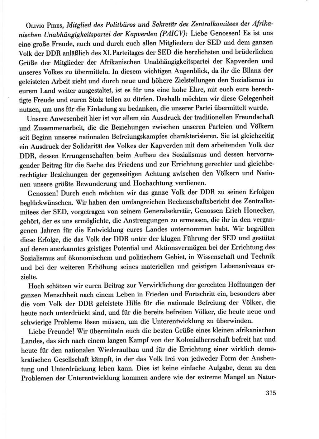 Protokoll der Verhandlungen des Ⅺ. Parteitages der Sozialistischen Einheitspartei Deutschlands (SED) [Deutsche Demokratische Republik (DDR)] 1986, Seite 375