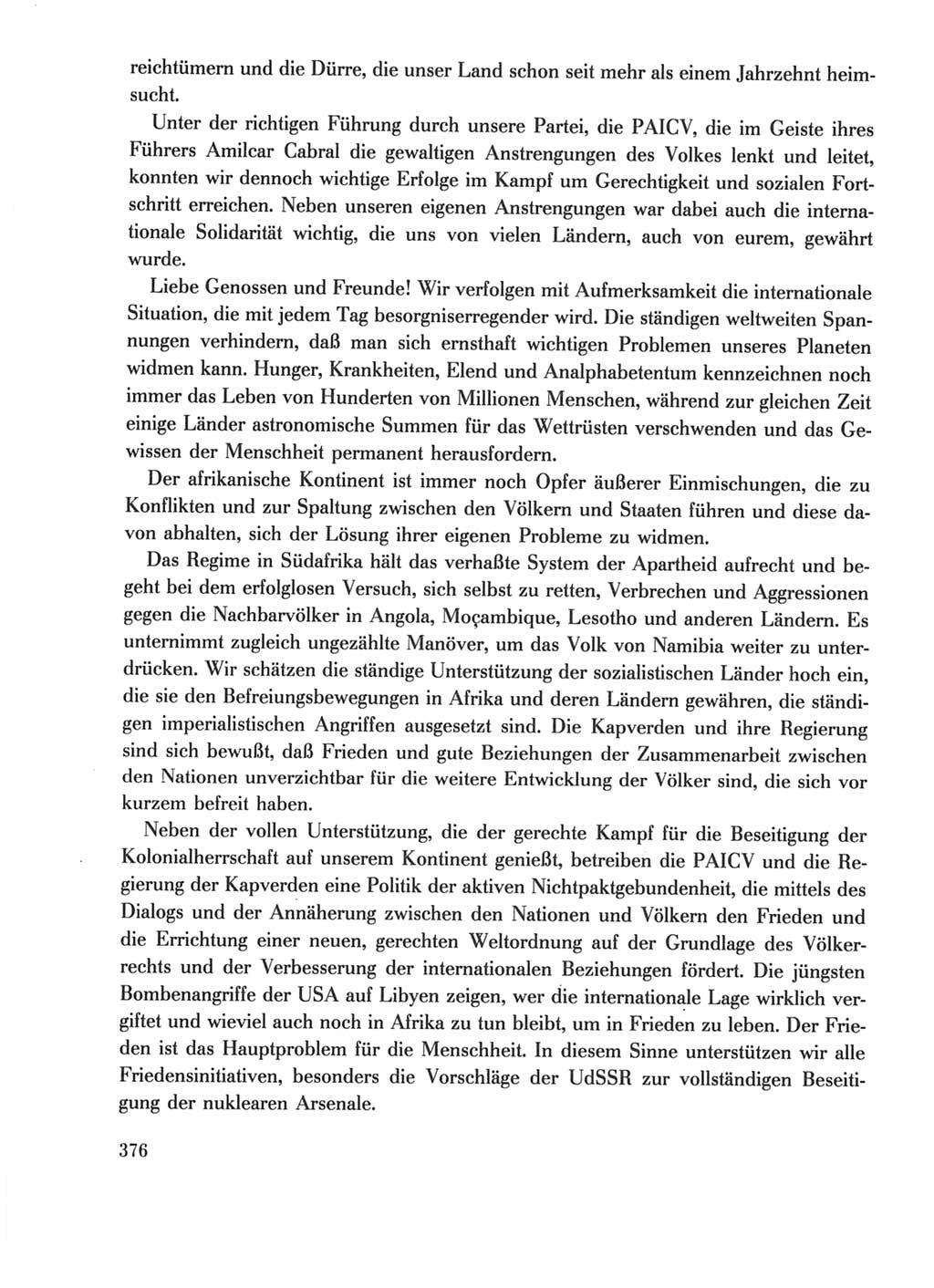 Protokoll der Verhandlungen des Ⅺ. Parteitages der Sozialistischen Einheitspartei Deutschlands (SED) [Deutsche Demokratische Republik (DDR)] 1986, Seite 376