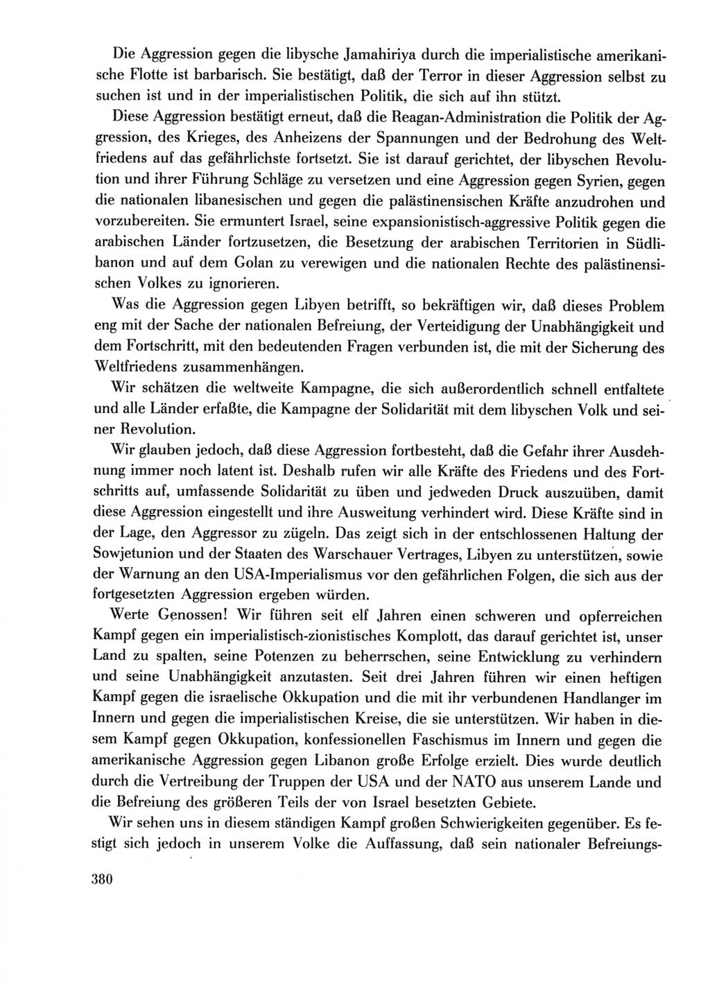 Protokoll der Verhandlungen des Ⅺ. Parteitages der Sozialistischen Einheitspartei Deutschlands (SED) [Deutsche Demokratische Republik (DDR)] 1986, Seite 380