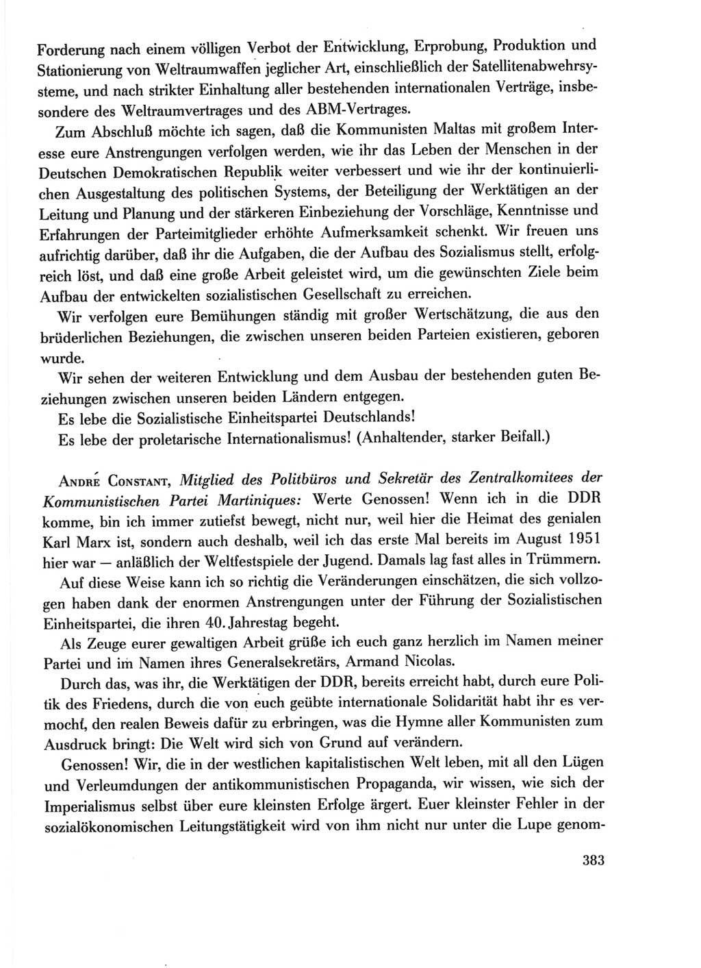 Protokoll der Verhandlungen des Ⅺ. Parteitages der Sozialistischen Einheitspartei Deutschlands (SED) [Deutsche Demokratische Republik (DDR)] 1986, Seite 383