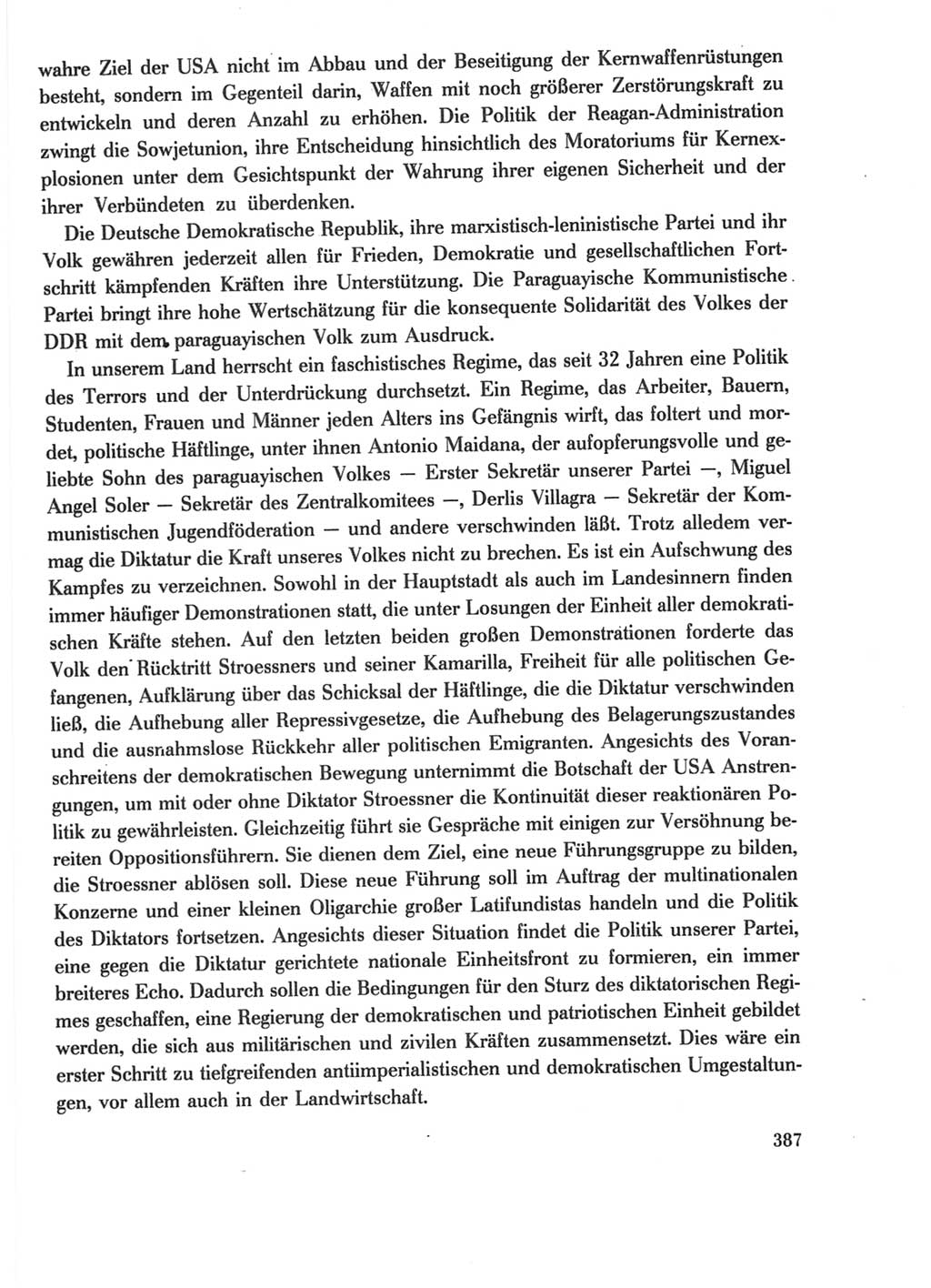 Protokoll der Verhandlungen des Ⅺ. Parteitages der Sozialistischen Einheitspartei Deutschlands (SED) [Deutsche Demokratische Republik (DDR)] 1986, Seite 387