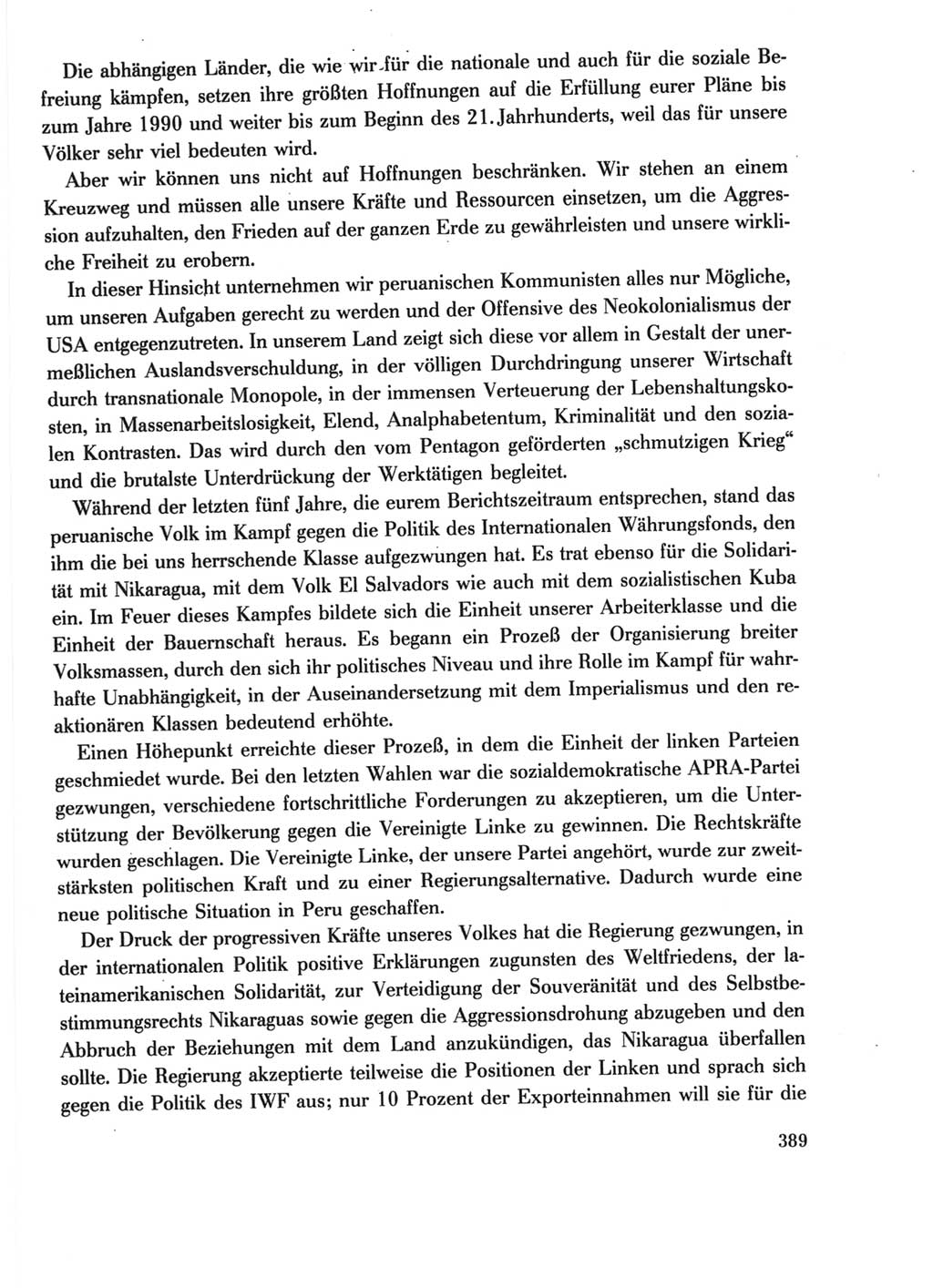 Protokoll der Verhandlungen des Ⅺ. Parteitages der Sozialistischen Einheitspartei Deutschlands (SED) [Deutsche Demokratische Republik (DDR)] 1986, Seite 389