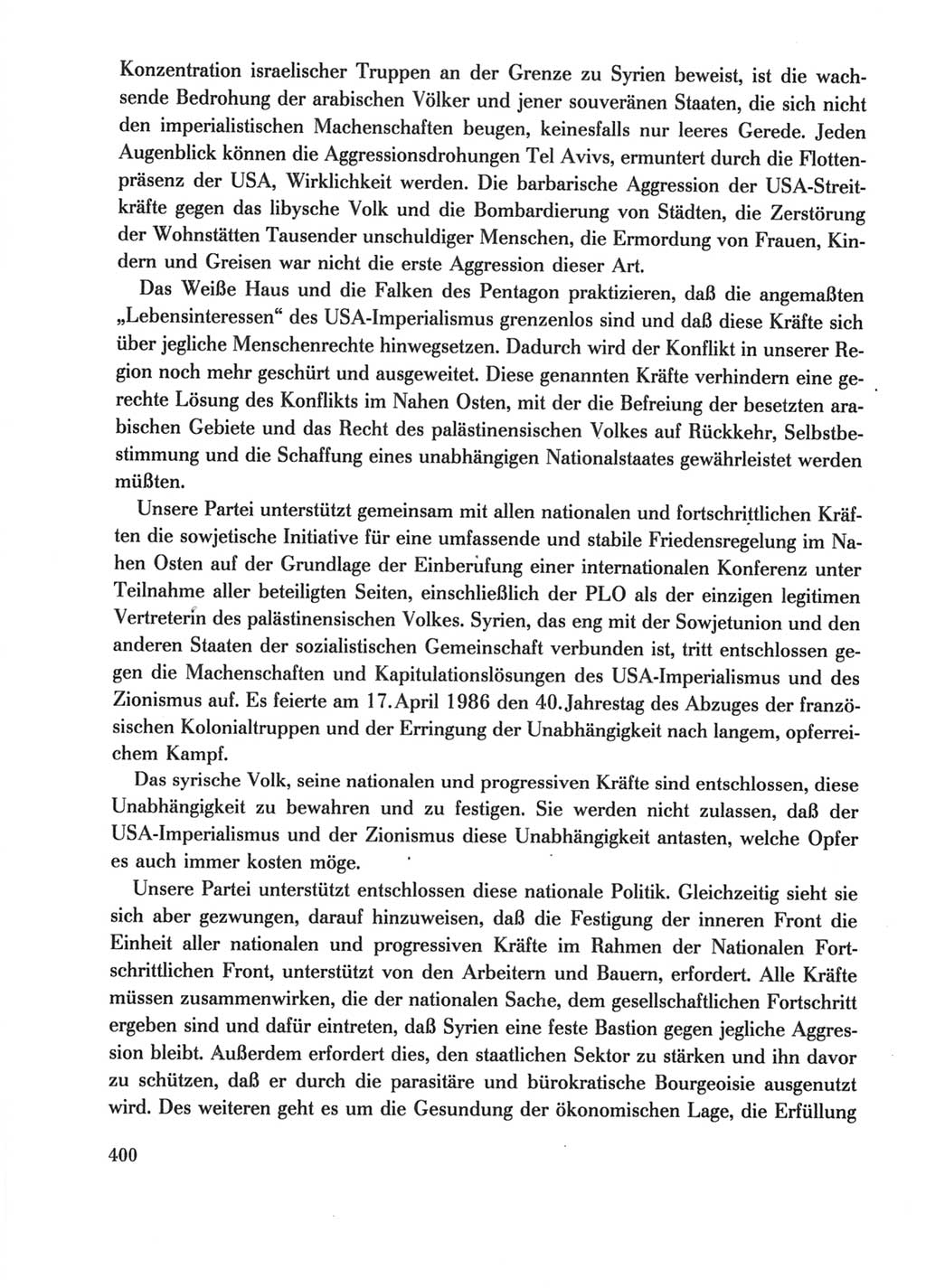 Protokoll der Verhandlungen des Ⅺ. Parteitages der Sozialistischen Einheitspartei Deutschlands (SED) [Deutsche Demokratische Republik (DDR)] 1986, Seite 400