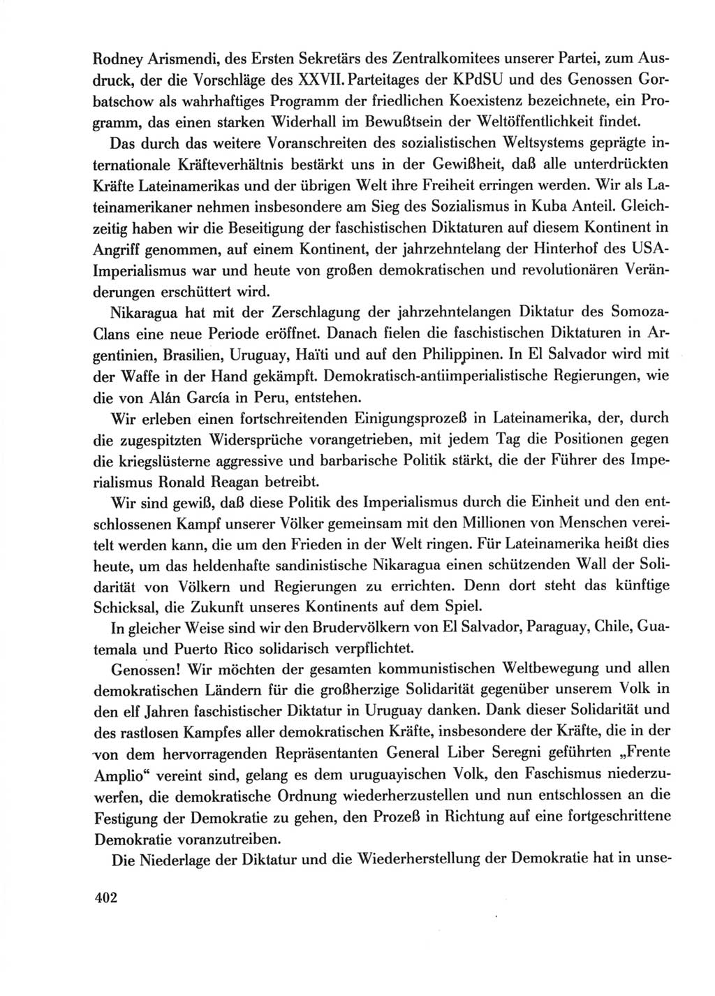 Protokoll der Verhandlungen des Ⅺ. Parteitages der Sozialistischen Einheitspartei Deutschlands (SED) [Deutsche Demokratische Republik (DDR)] 1986, Seite 402