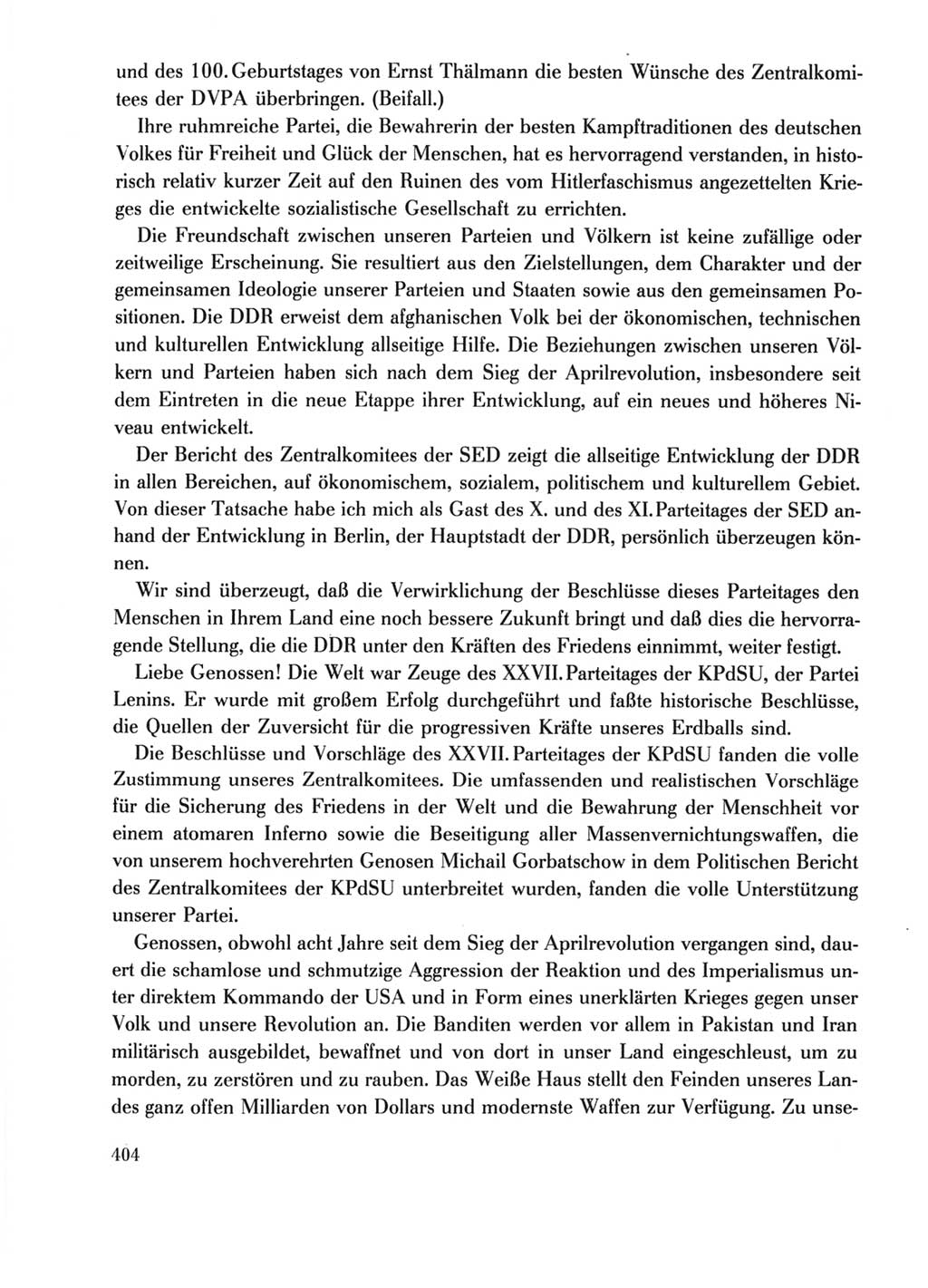 Protokoll der Verhandlungen des Ⅺ. Parteitages der Sozialistischen Einheitspartei Deutschlands (SED) [Deutsche Demokratische Republik (DDR)] 1986, Seite 404