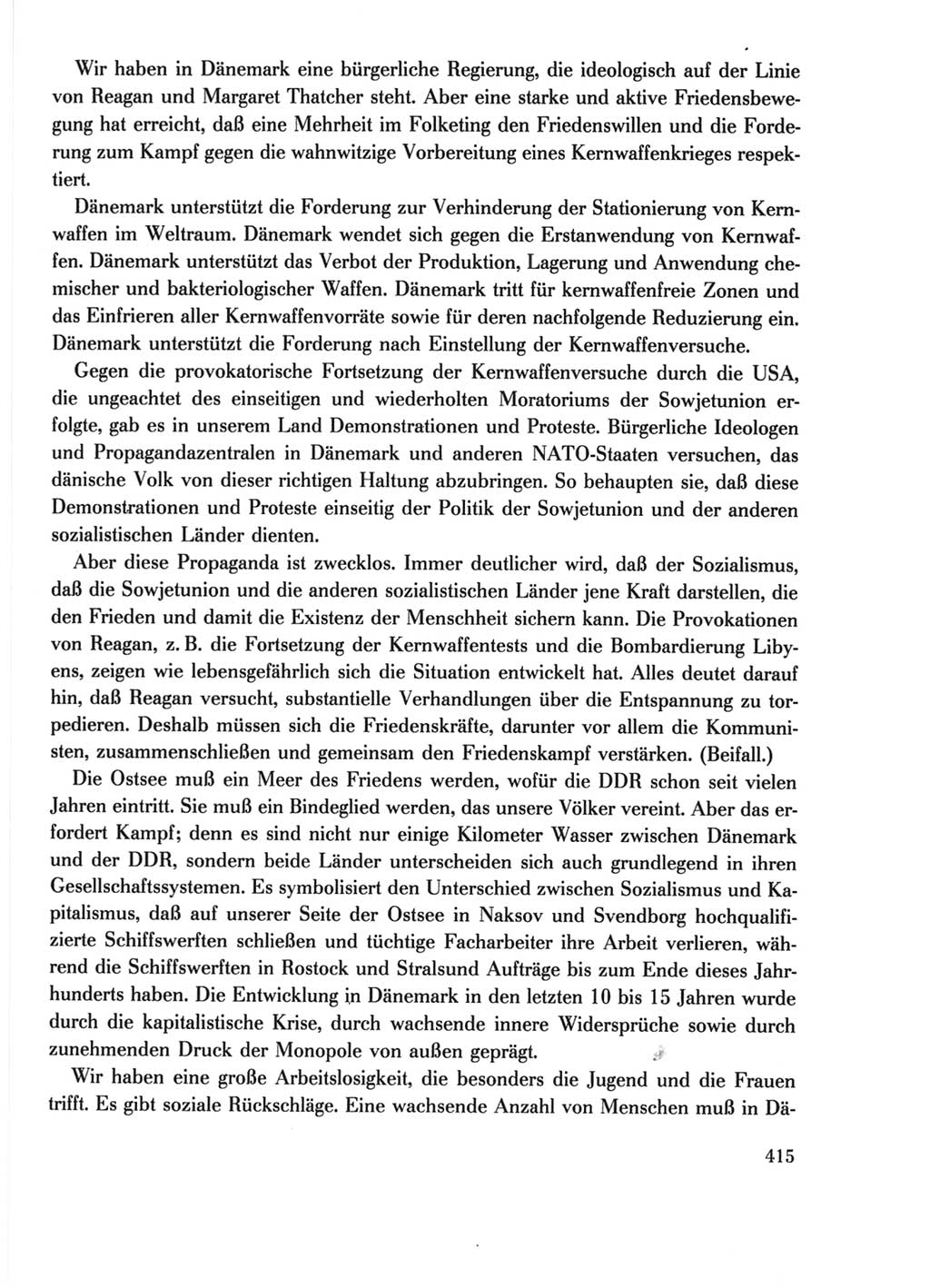 Protokoll der Verhandlungen des Ⅺ. Parteitages der Sozialistischen Einheitspartei Deutschlands (SED) [Deutsche Demokratische Republik (DDR)] 1986, Seite 415