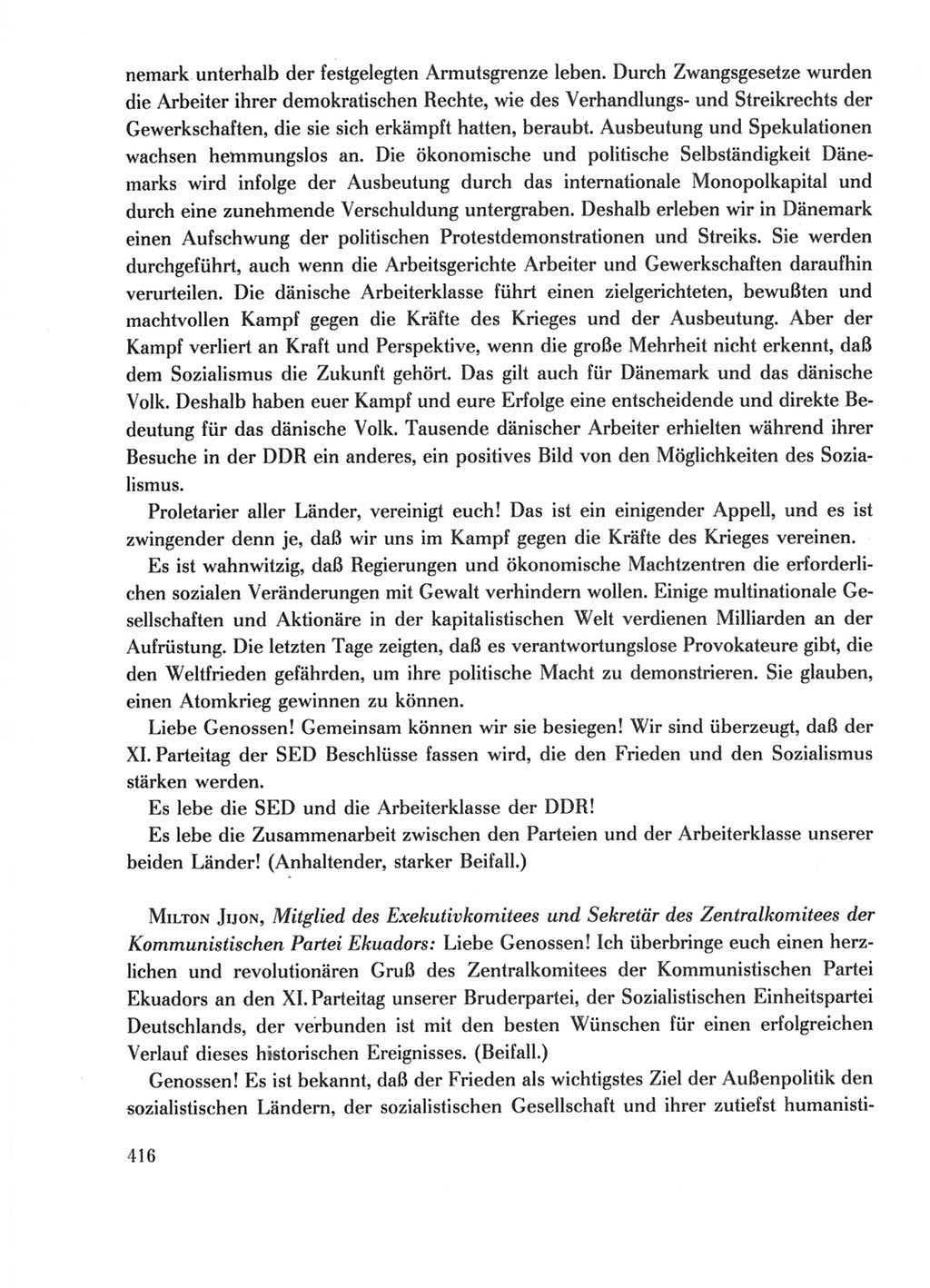 Protokoll der Verhandlungen des Ⅺ. Parteitages der Sozialistischen Einheitspartei Deutschlands (SED) [Deutsche Demokratische Republik (DDR)] 1986, Seite 416