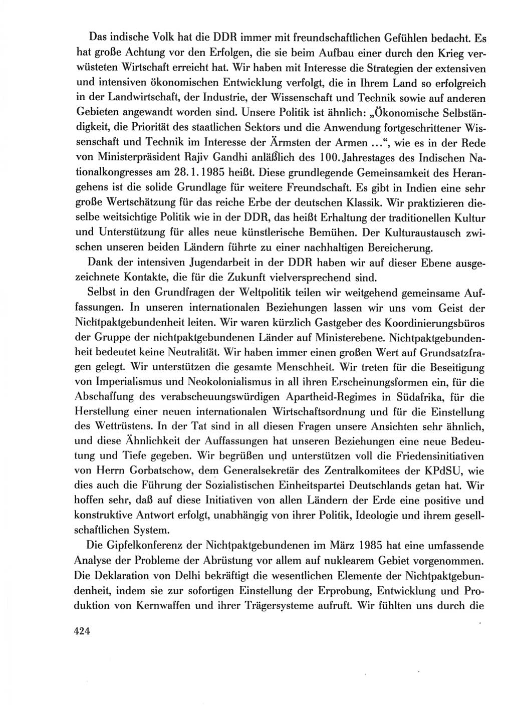 Protokoll der Verhandlungen des Ⅺ. Parteitages der Sozialistischen Einheitspartei Deutschlands (SED) [Deutsche Demokratische Republik (DDR)] 1986, Seite 424